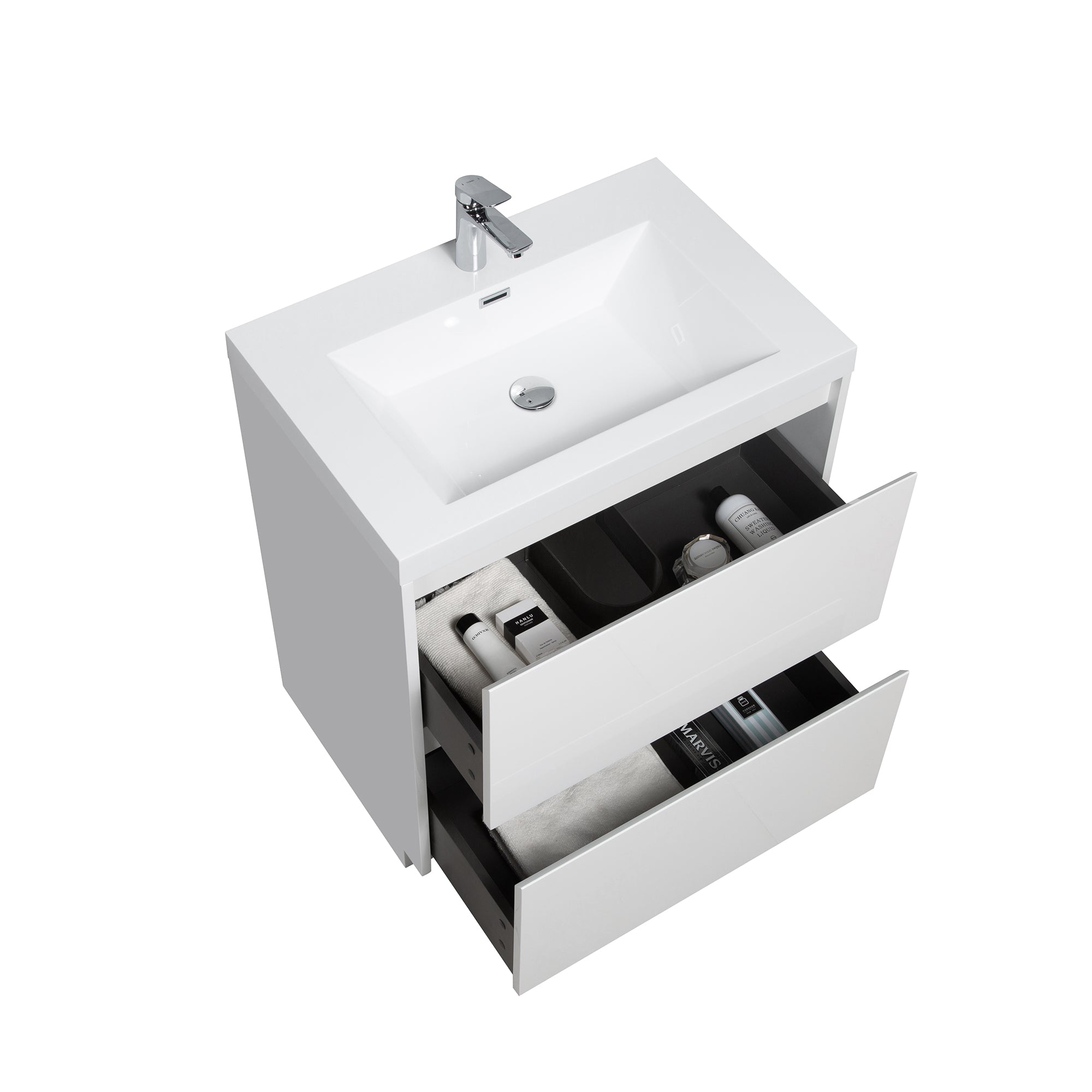 WOODBRIDGE 29-1/2 in. W x 19-5/8 in. D Freestanding Vanity in Glossy White with Resin Composite Vanity Top in Glossy White