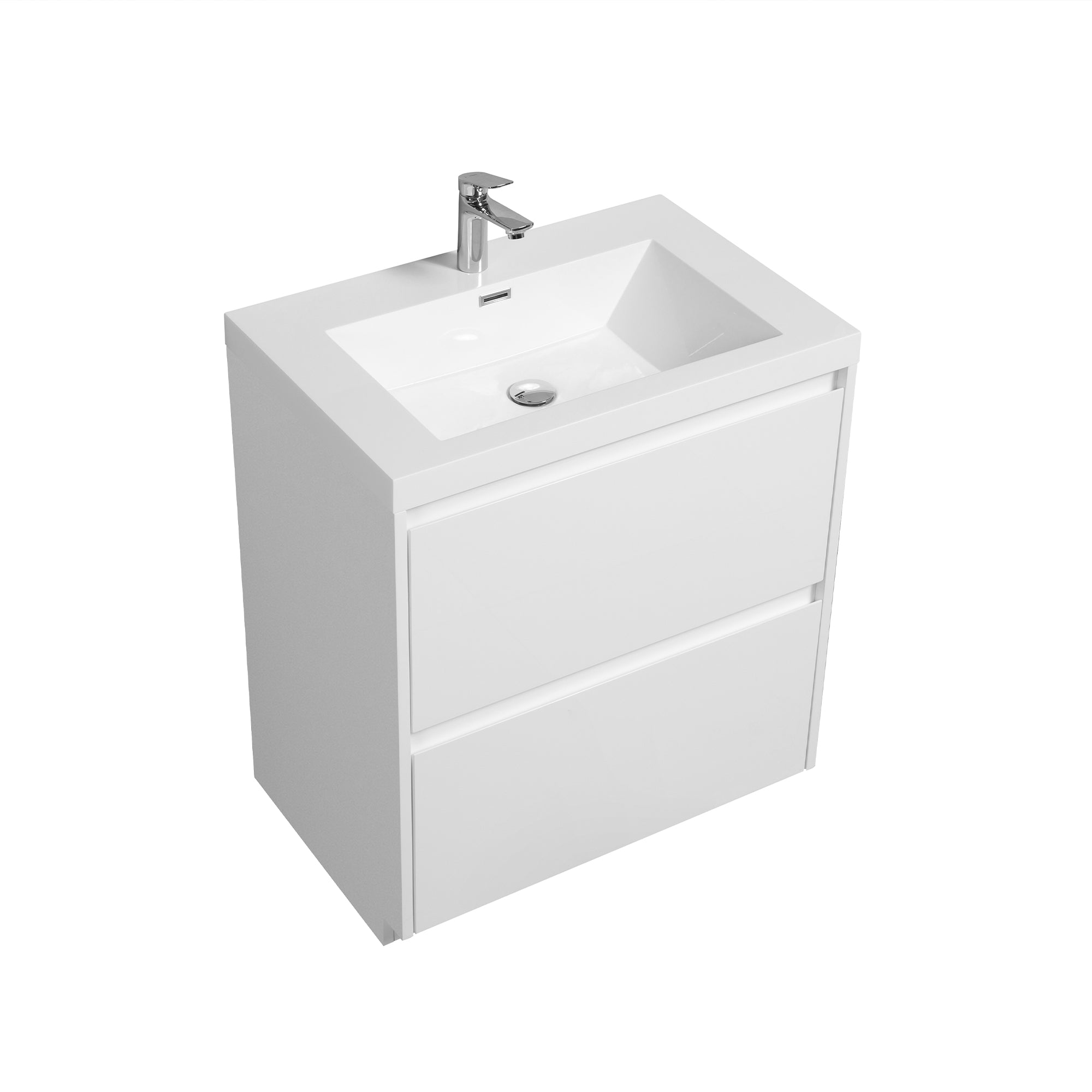 WOODBRIDGE 29-1/2 in. W x 19-5/8 in. D Freestanding Vanity in Glossy White with Resin Composite Vanity Top in Glossy White