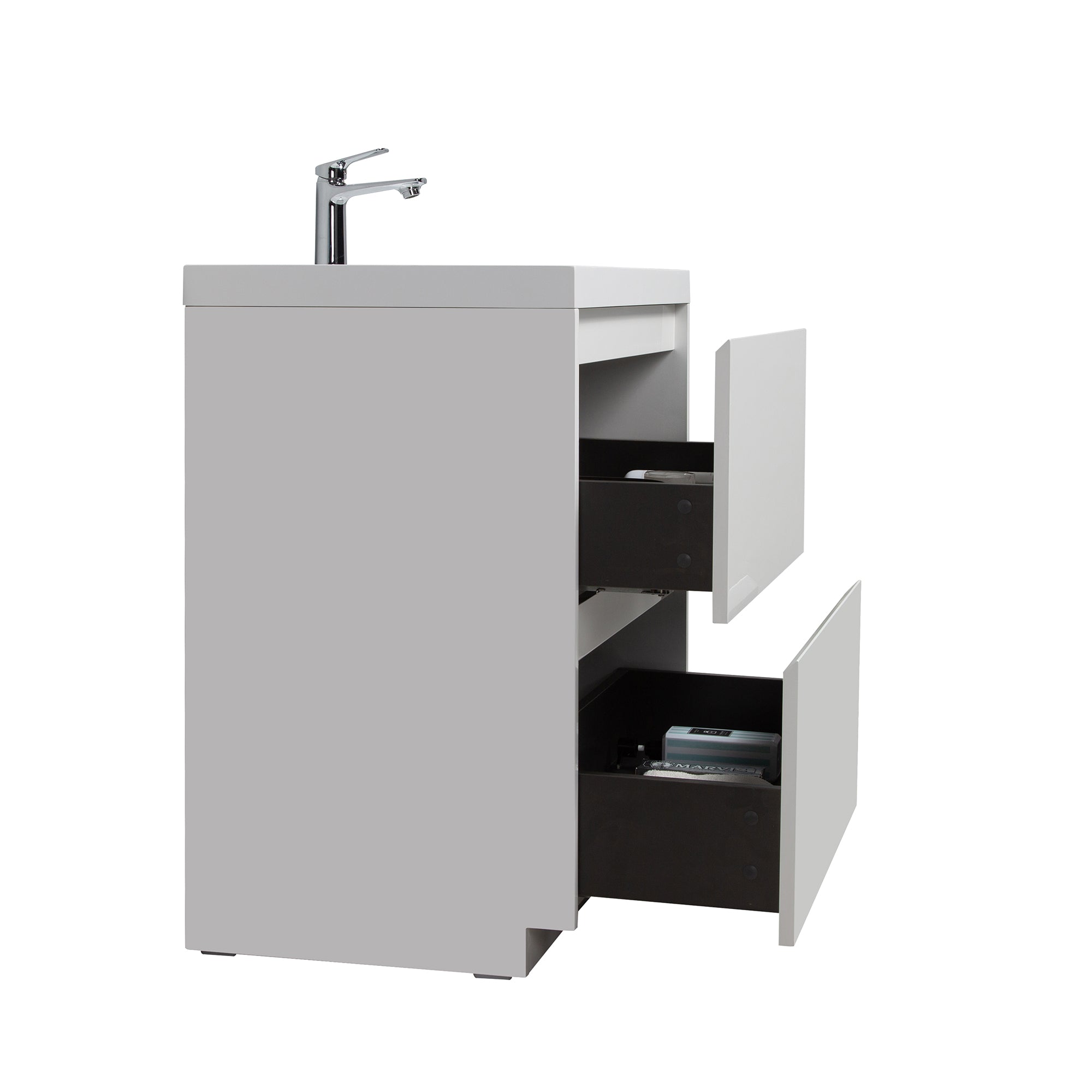 WOODBRIDGE 29-1/2 in. W x 19-5/8 in. D Freestanding Vanity in Glossy White with Resin Composite Vanity Top in Glossy White