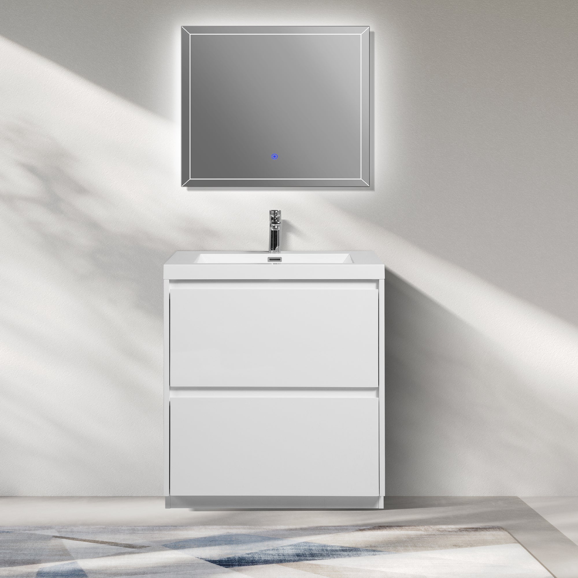 WOODBRIDGE 29-1/2 in. W x 19-5/8 in. D Freestanding Vanity in Glossy White with Resin Composite Vanity Top in Glossy White