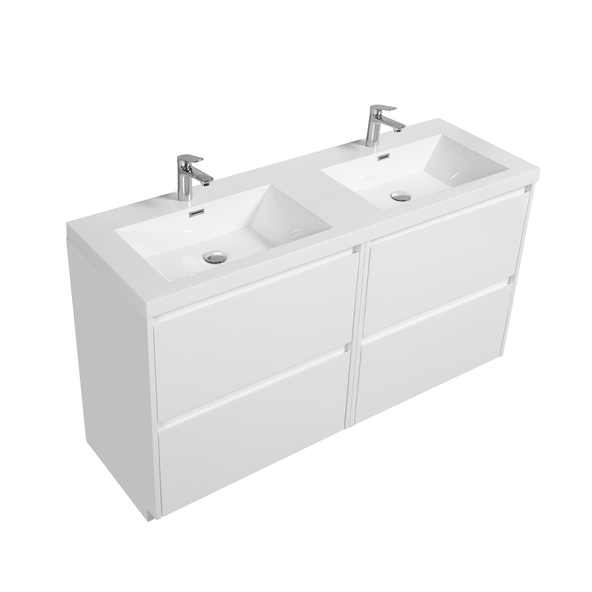 WOODBRIDGE 59 in. W x 19-5/8 in. D Freestanding Double Vanity with Resin Composite Double Sink Vanity Top in White