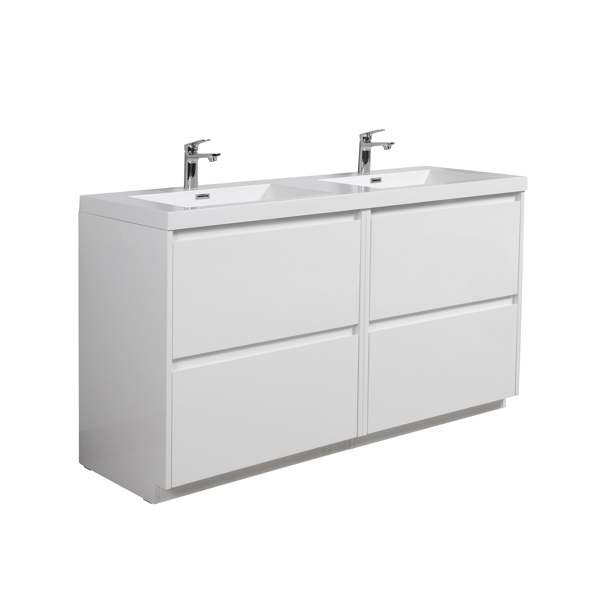 WOODBRIDGE 59 in. W x 19-5/8 in. D Freestanding Double Vanity with Resin Composite Double Sink Vanity Top in White