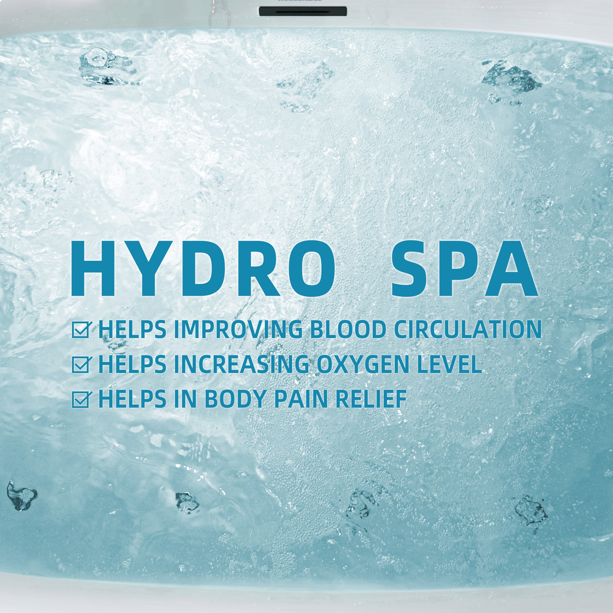 WOODBRIDGE 59" x 31-1/2" Whirlpool Water Jetted and Air Bubble Freestanding Heated Soaking Combination Bathtub with LED control panel