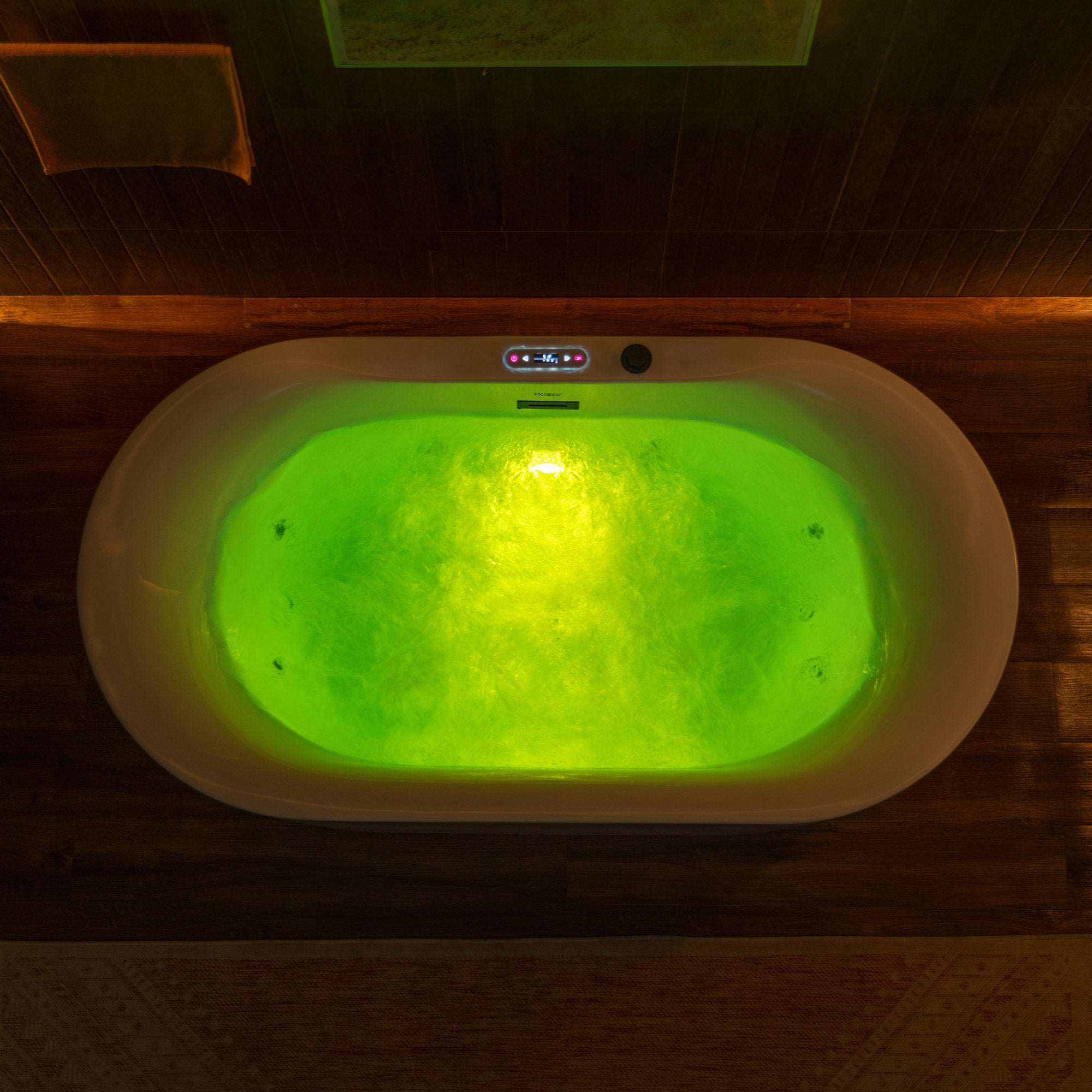 WOODBRIDGE 59" x 31-1/2" Whirlpool Water Jetted and Air Bubble Freestanding Heated Soaking Combination Bathtub with LED control panel