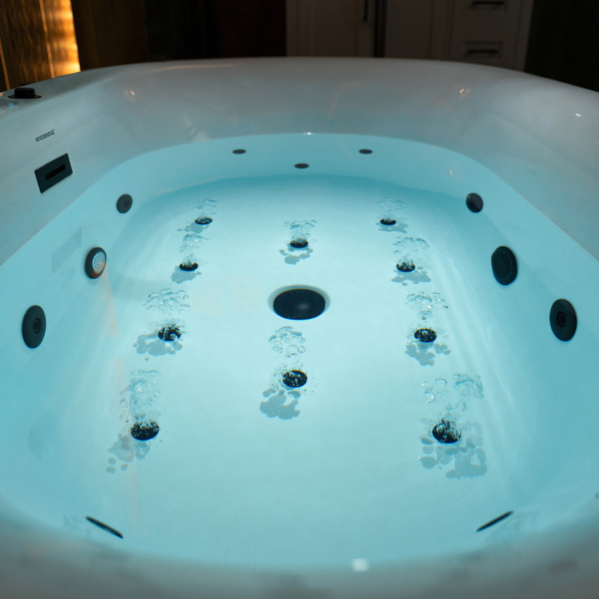 WOODBRIDGE 59" x 31-1/2" Whirlpool Water Jetted and Air Bubble Freestanding Heated Soaking Combination Bathtub with LED control panel