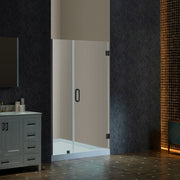 WOODBRIDGE 76" H Pivot Frameless Single Swing Hinge Shower Door, 3/8 in. (10mm) Thickness Shattered-Proof Tempered Clear Glass with Trim