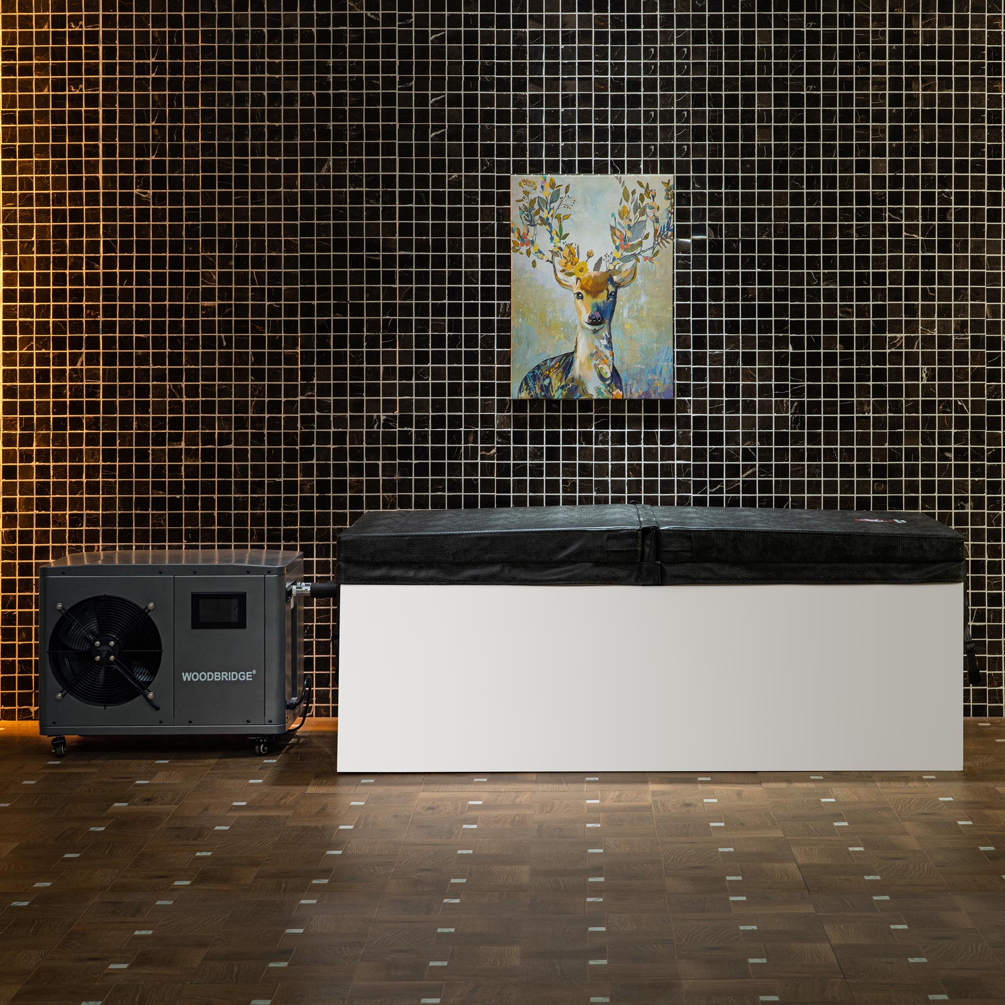 WOODBRIDGE 67" L x 31-1/2" W Freestanding Acrylic Cold Plunge Ice Tub with 1.3 HP High-Performance Chiller for Cooling/Heating, Ozone sanitation, Filter circulation system, Insulated tub cover