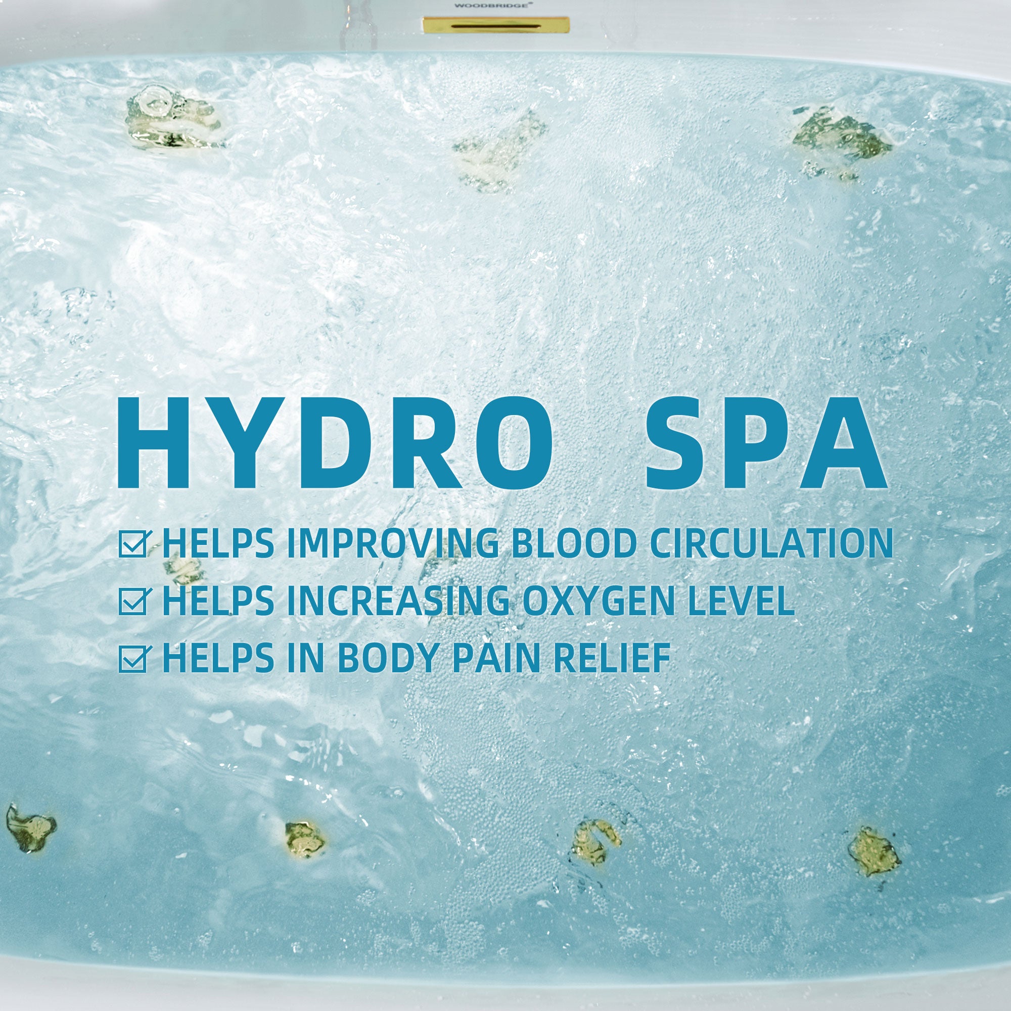 WOODBRIDGE 72" x 35-3/8" Whirlpool Water Jetted and Air Bubble Freestanding Heated Soaking Combination Bathtub with LED control panel , BJ400