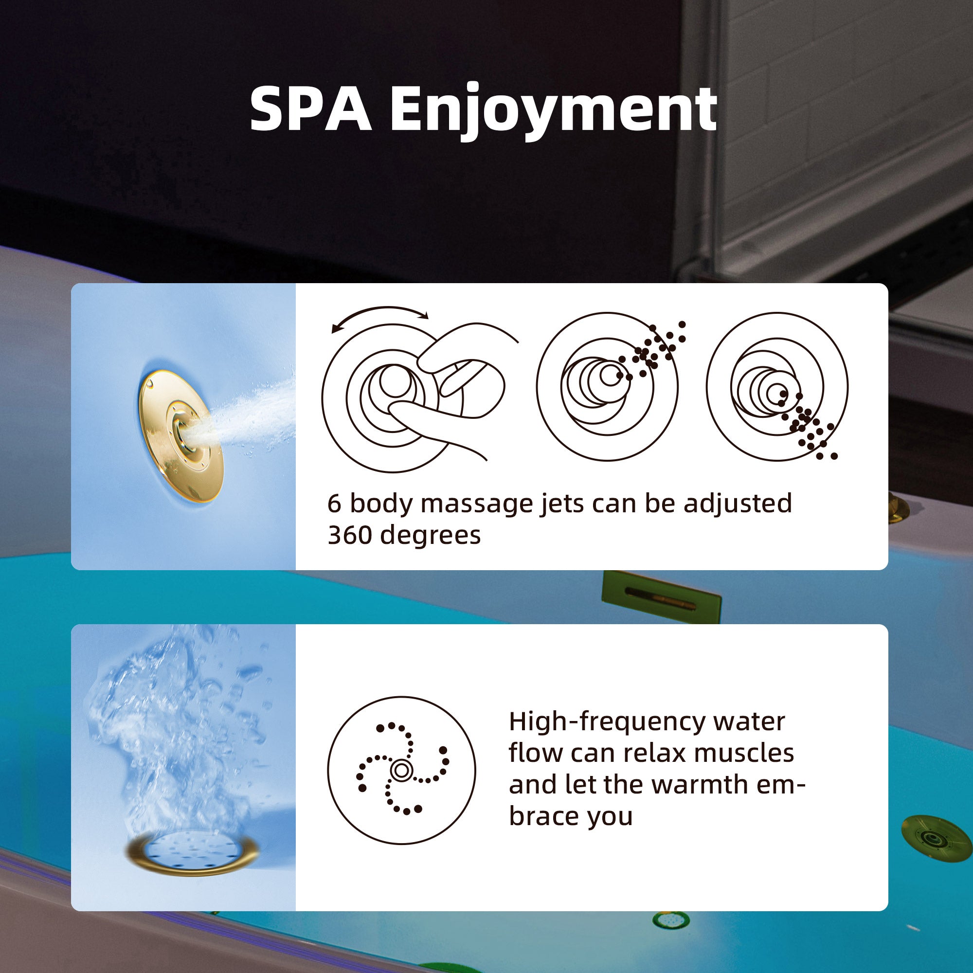 WOODBRIDGE 72" x 35-3/8" Whirlpool Water Jetted and Air Bubble Freestanding Heated Soaking Combination Bathtub with LED control panel , BJ400