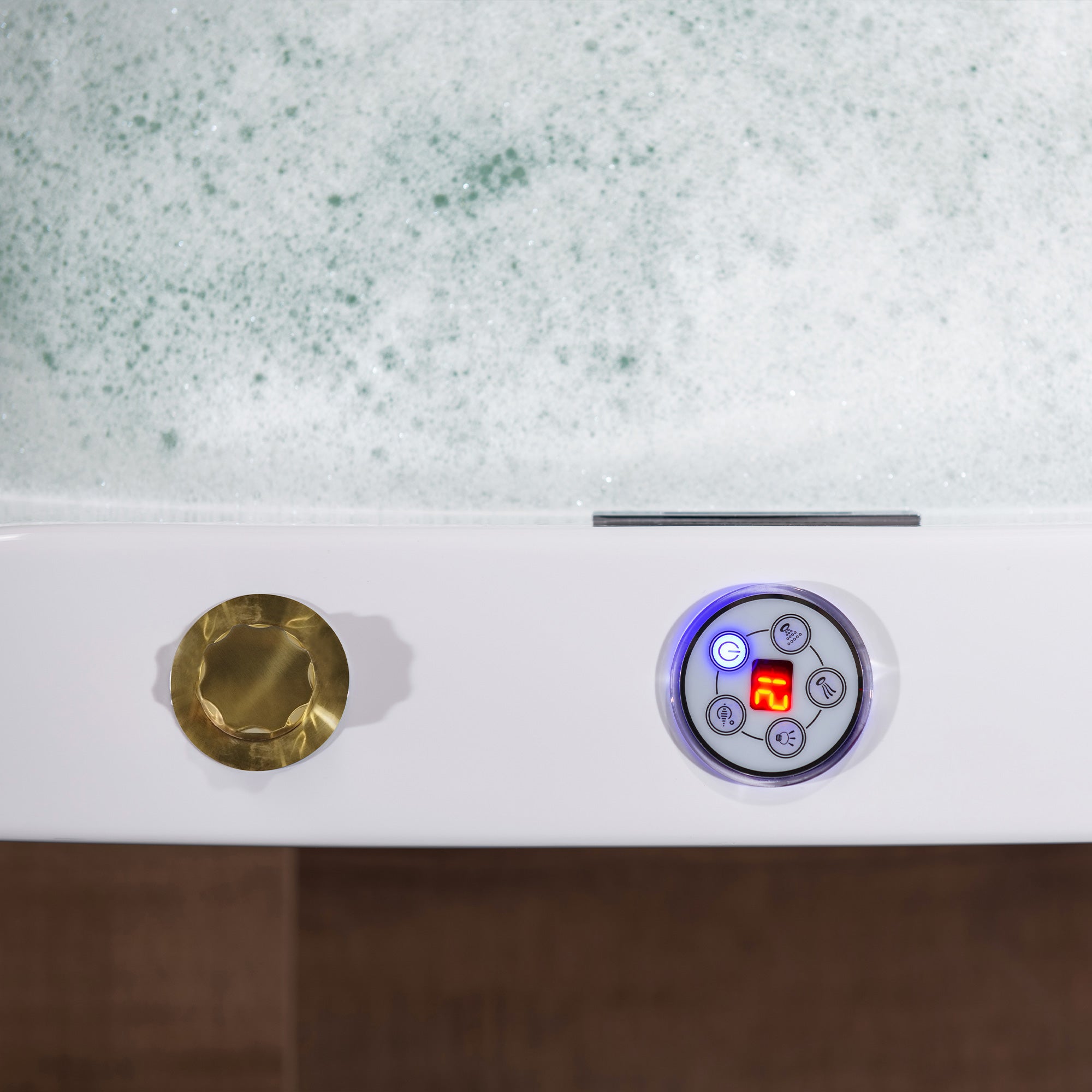 Best Seller WOODBRIDGE 72" x 35-3/8" Whirlpool Water Jetted and Air Bubble Freestanding Heated Soaking Combination Bathtub with LED control panel