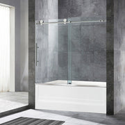 WOODBRIDGE Frameless Bathtub Shower Doors 56-60" Width x 62"Height with 3/8"(10mm) Clear Tempered Glass, MBSDC6062