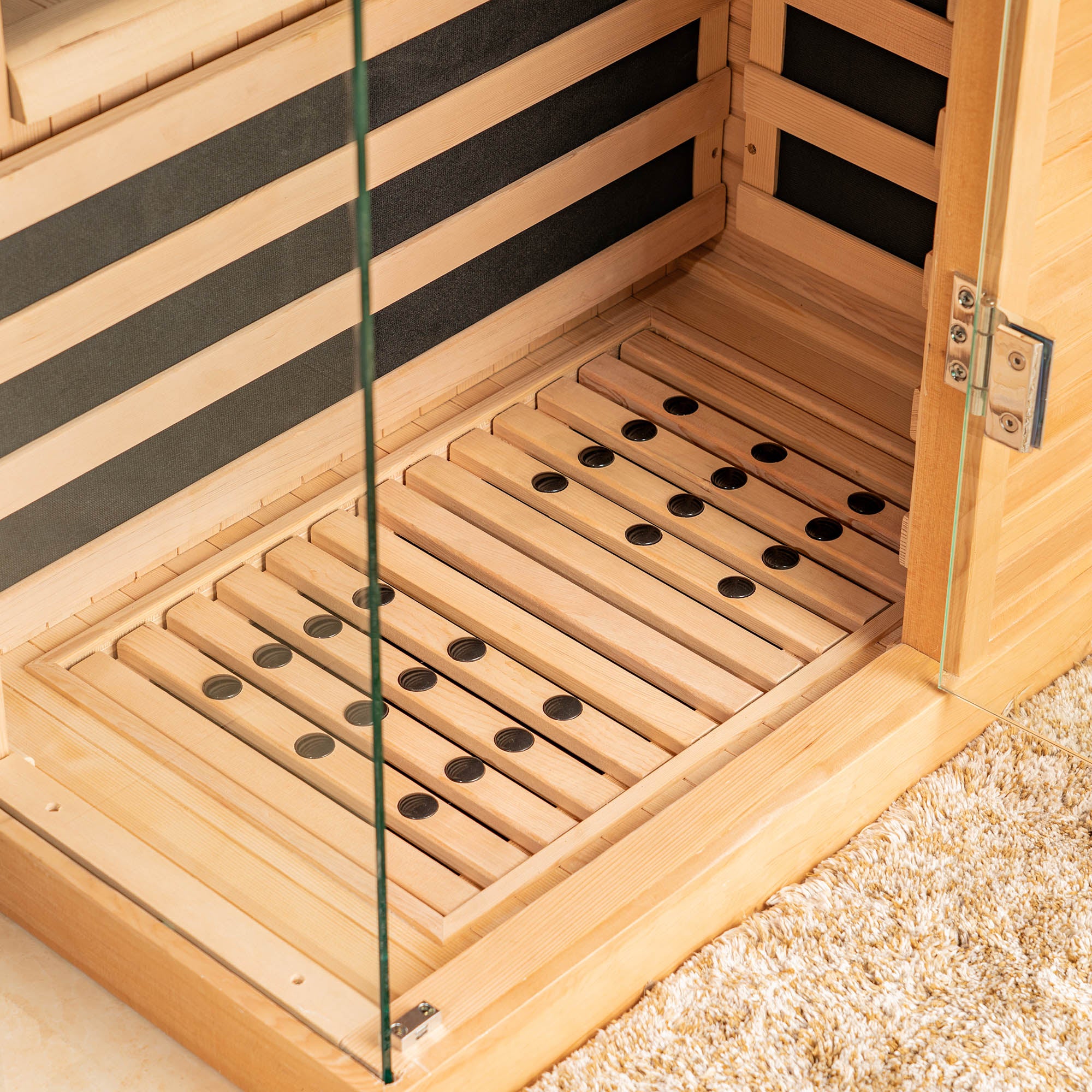 1 Person Canadian Hemlock Wood Infrared Sauna For Home With Touch-Tone Keypad, Led Color Therapy Light, Tempered Glass Door And A Top Vent