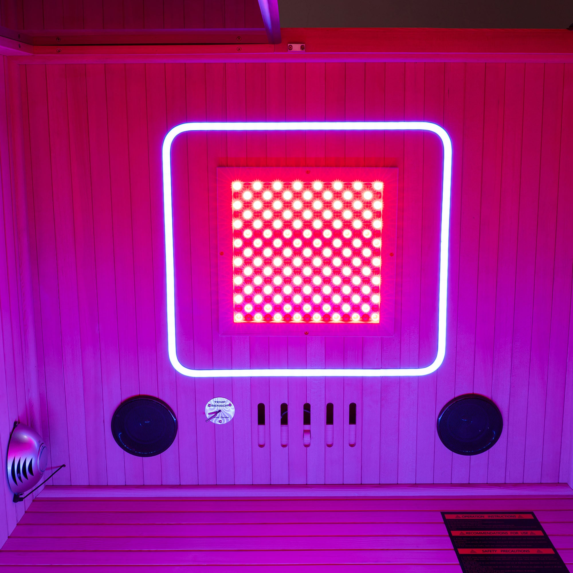 2 Person Canadian Hemlock Wood Infrared Sauna For Home With Touch-Tone Keypad, Led Color Therapy Light, Tempered Glass Door And A Top Vent