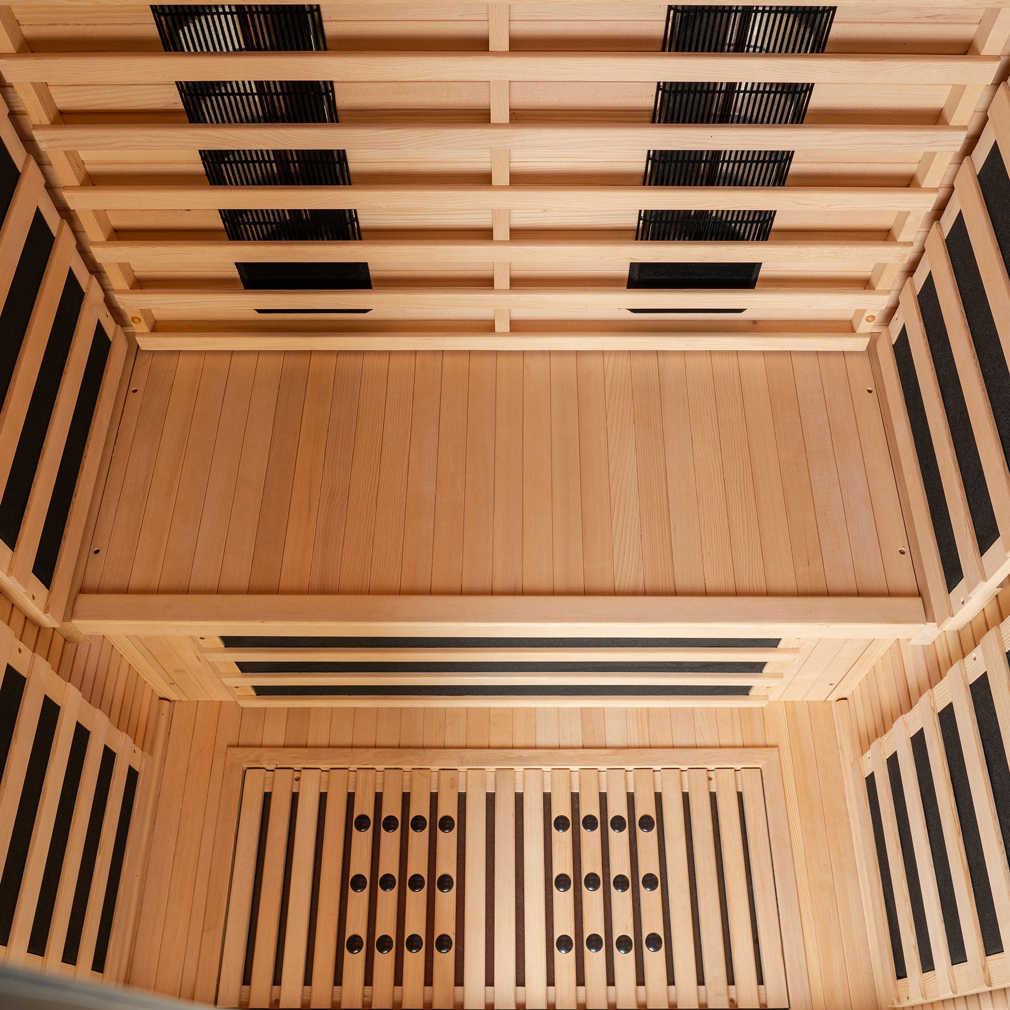 2 Person Canadian Hemlock Wood Infrared Sauna For Home With Touch-Tone Keypad, Led Color Therapy Light, Tempered Glass Door And A Top Vent