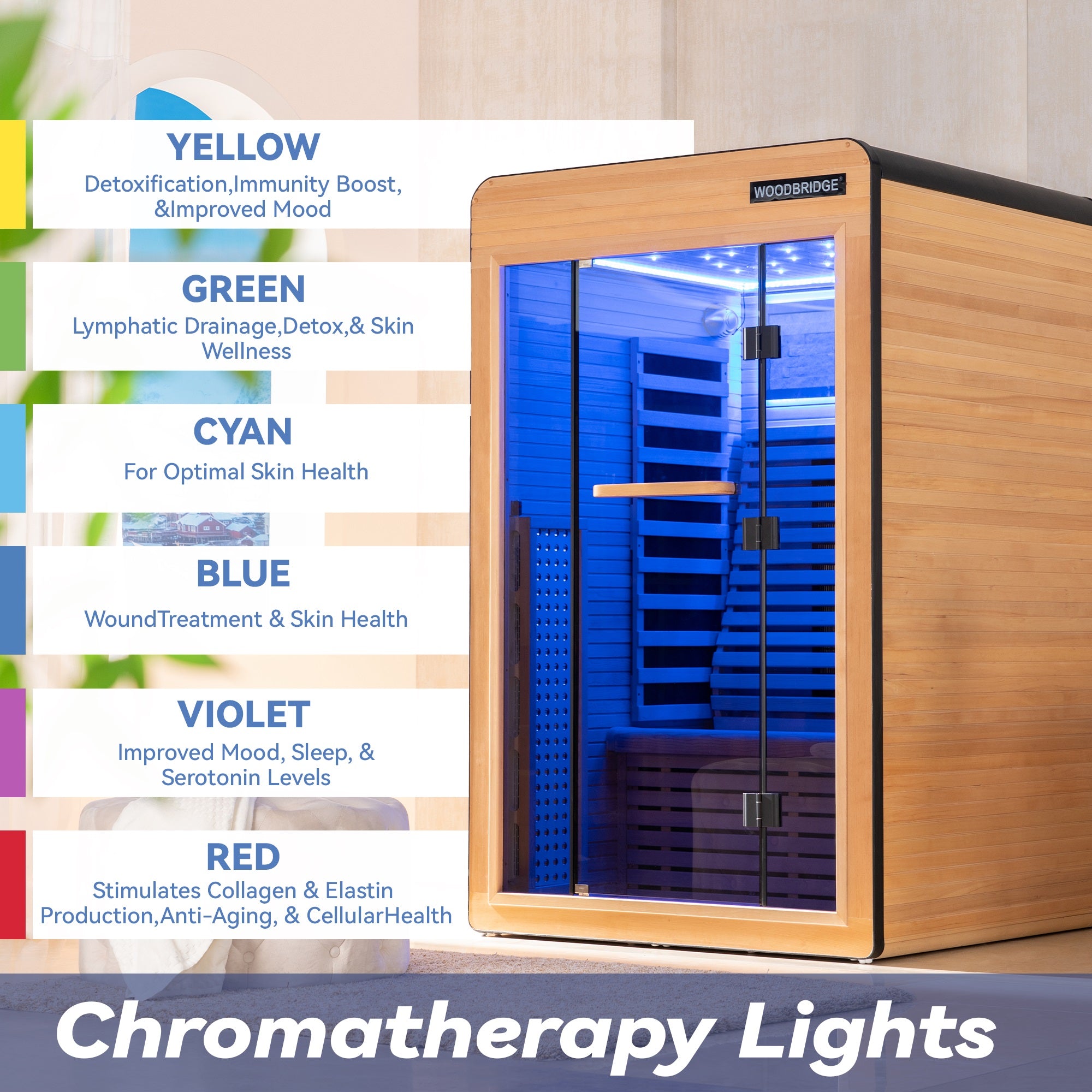 2 Person Canadian Hemlock Wood Infrared Sauna For Home With Touch-Tone Keypad, Led Color Therapy Light, Tempered Glass Door And A Top Vent