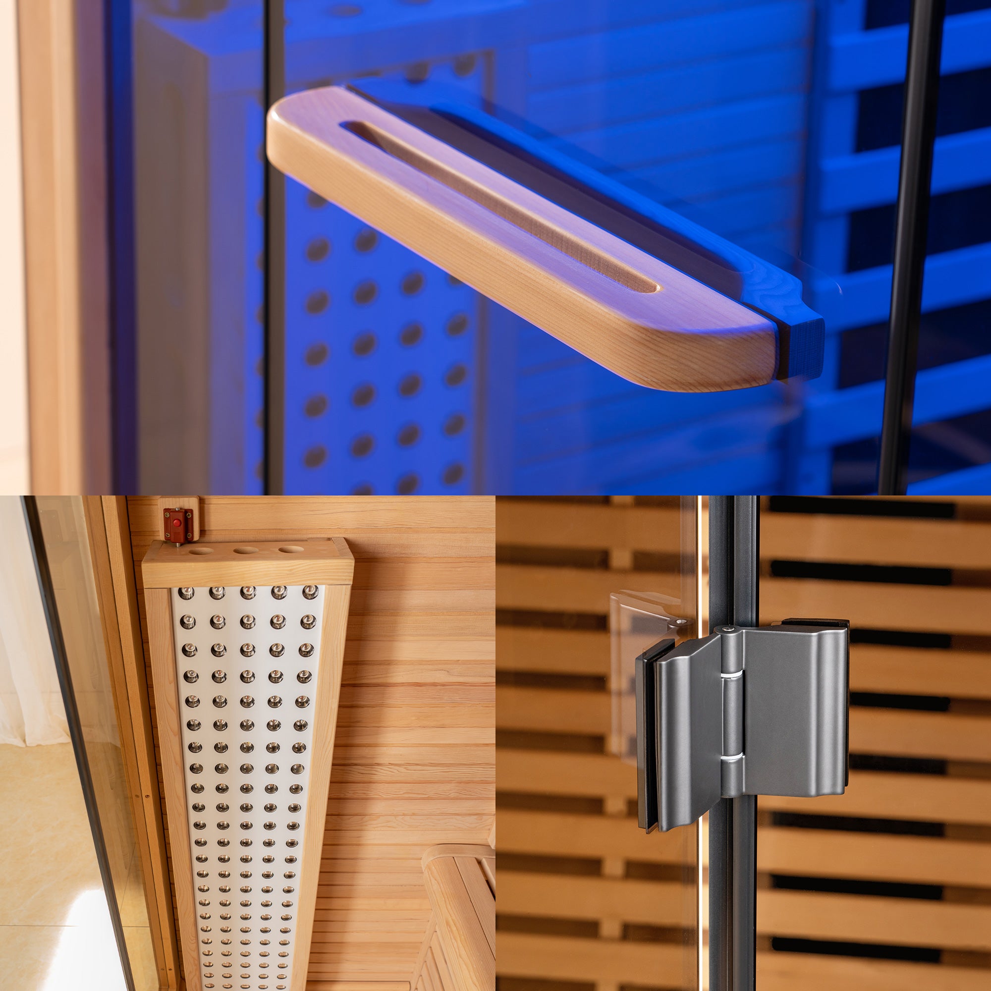 2 Person Canadian Hemlock Wood Infrared Sauna For Home With Touch-Tone Keypad, Led Color Therapy Light, Tempered Glass Door And A Top Vent