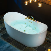 WOODBRIDGE 72" x 35-3/8" Whirlpool and Air Bath Heated Soaking Combination Tub with Adjustable Speed Air Blower and Display Control Panel, Brushed Gold Finish Trim and Drain Kit