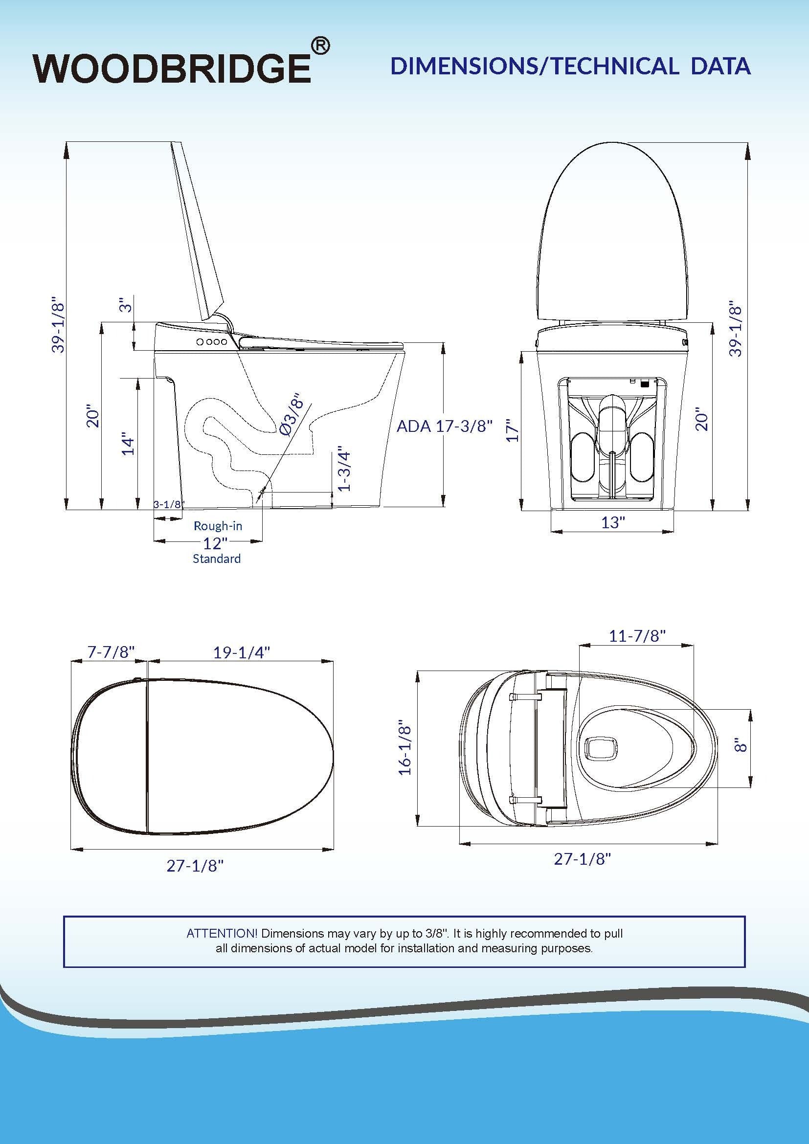 WOODBRIDGE B0970S-3.0 Smart Tankless Bidet Toilet – Auto Flush, Foot Sensor, Heated Seat