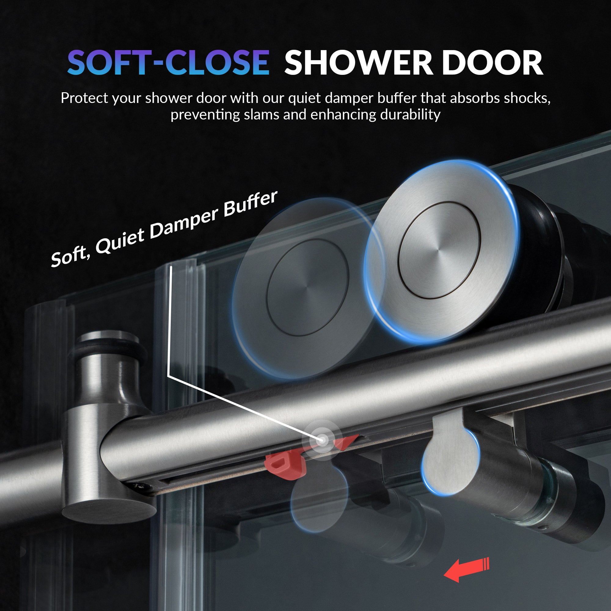 WOODBRIDGE Frameless Single Sliding Shower Doors, 45.5-48" Width x 76"Height with 3/8"(10mm) Clear Tempered Glass, Soft Close System and Explosion-Proof Film