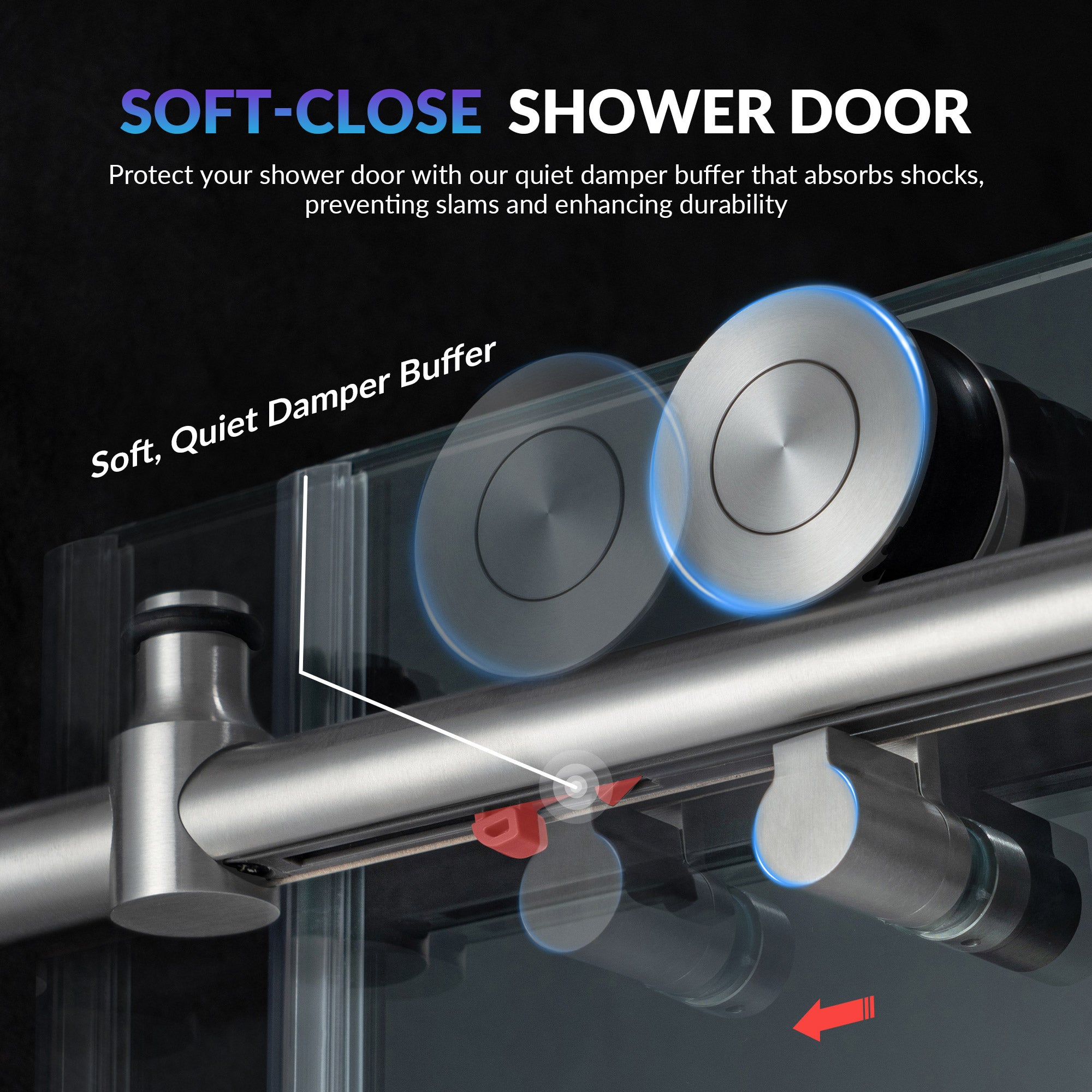 WOODBRIDGE Frameless Single Sliding Shower Doors, 45.5-48" Width x 76"Height with 3/8"(10mm) Clear Tempered Glass, Soft Close System and Explosion-Proof Film