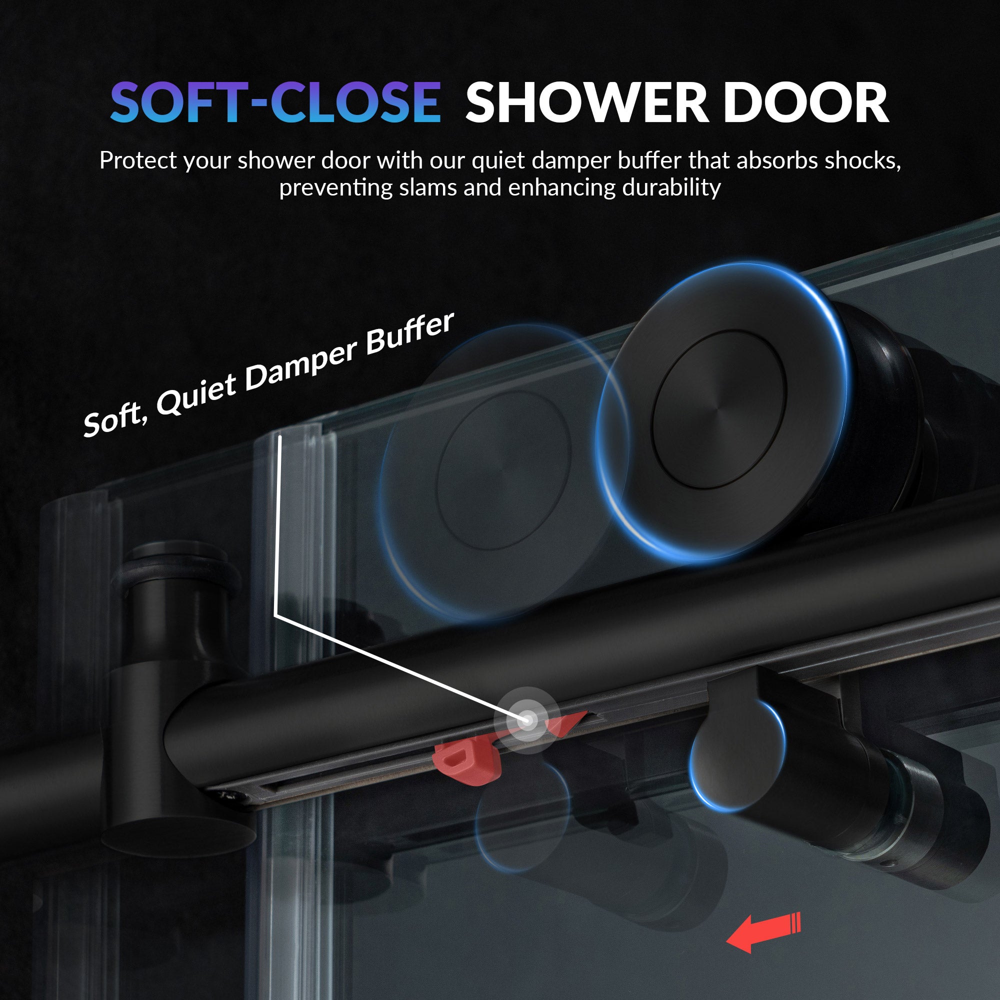 WOODBRIDGE Frameless Single Sliding Shower Doors, 45.5-48" Width x 76"Height with 3/8"(10mm) Clear Tempered Glass, Soft Close System and Explosion-Proof Film