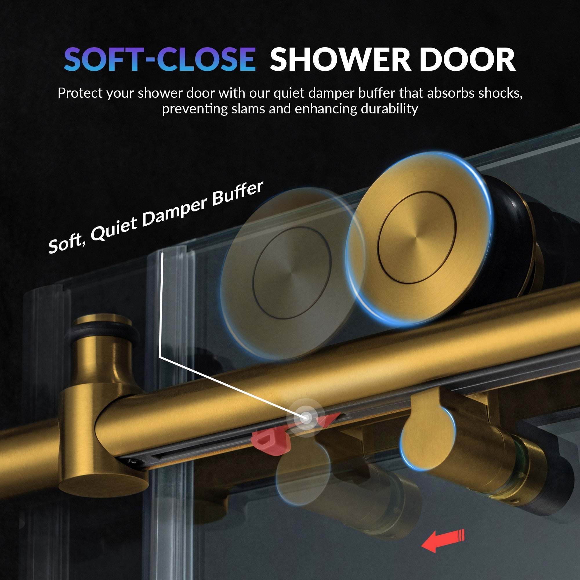 WOODBRIDGE Frameless Sliding Shower Doors with Soft Close System, 56-60" Width x 76"Height with 3/8"(10mm) Clear Tempered Glass, BSDC6076