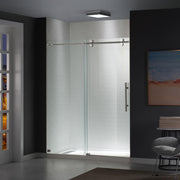 WOODBRIDGE Frameless Shower Doors 56-60" Width x 76"Height with 5/16"(8mm) Clear Tempered Glass Single Sliding with Side Seal Strips, DDM-6076