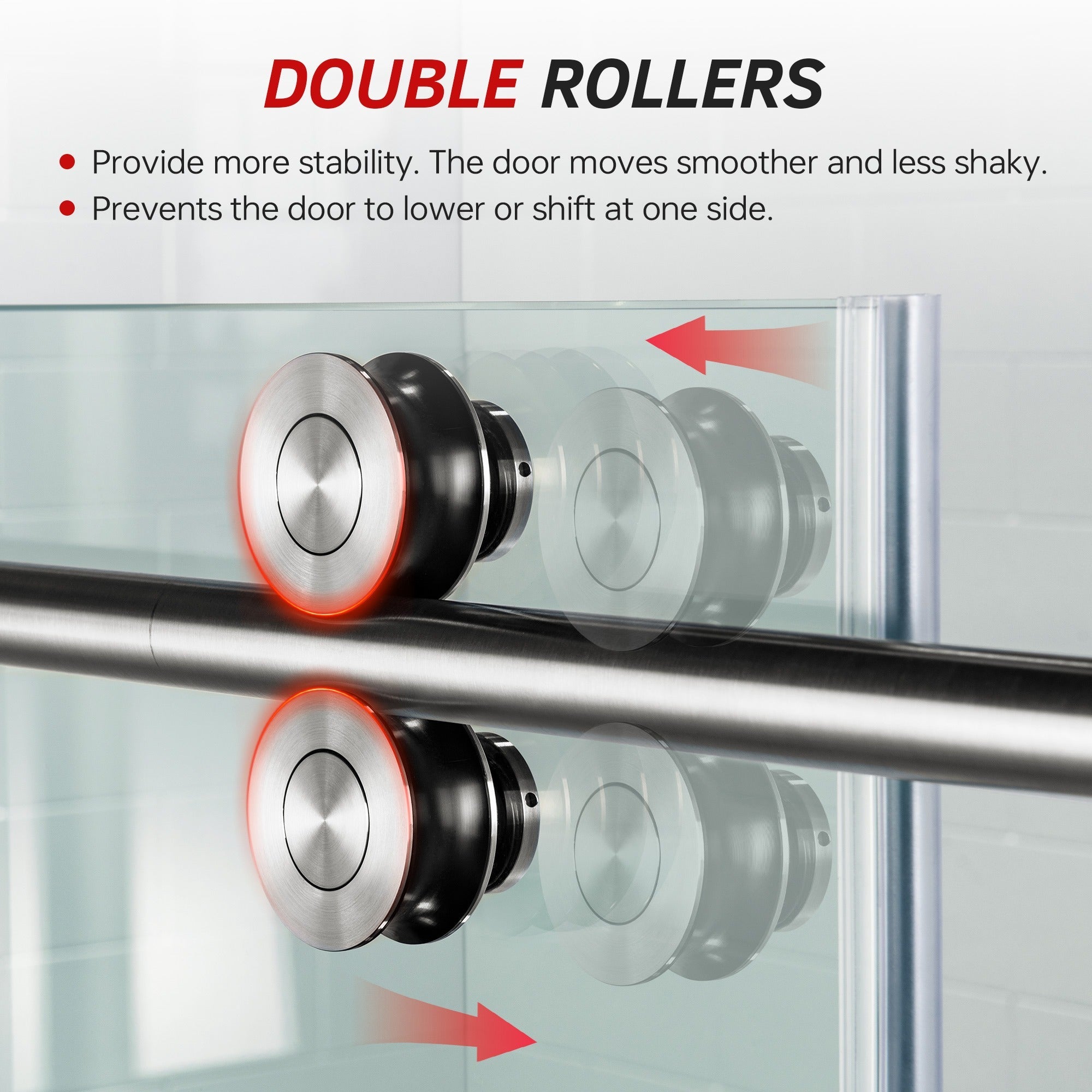 WOODBRIDGE Frameless Shower Doors 56-60" Width x 76"Height with 5/16"(8mm) Clear Tempered Glass Single Sliding with Side Seal Strips, DDM-6076