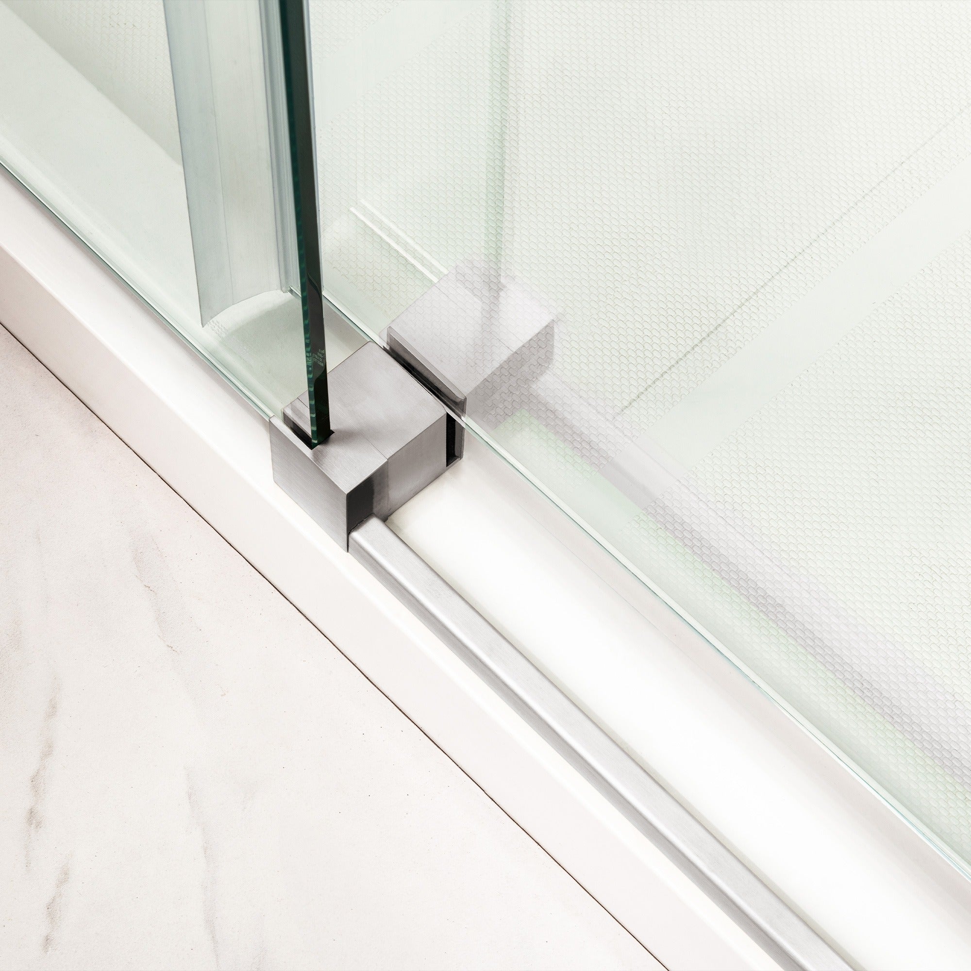 WOODBRIDGE Frameless Shower Doors 56-60" Width x 76"Height with 5/16"(8mm) Clear Tempered Glass Single Sliding with Side Seal Strips, DDM-6076