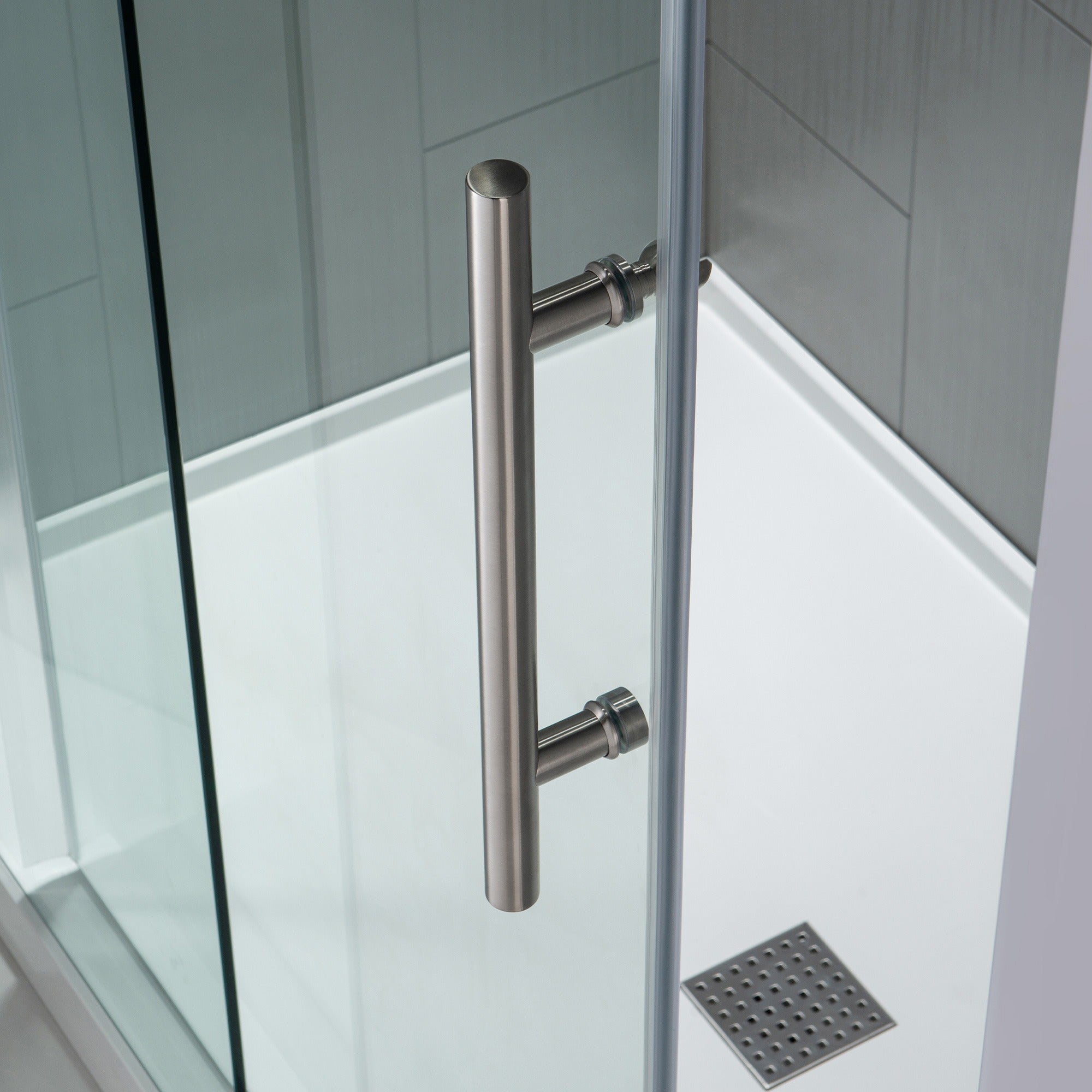 WOODBRIDGE Frameless Shower Doors 56-60" Width x 76"Height with 5/16"(8mm) Clear Tempered Glass Single Sliding with Side Seal Strips, DDM-6076