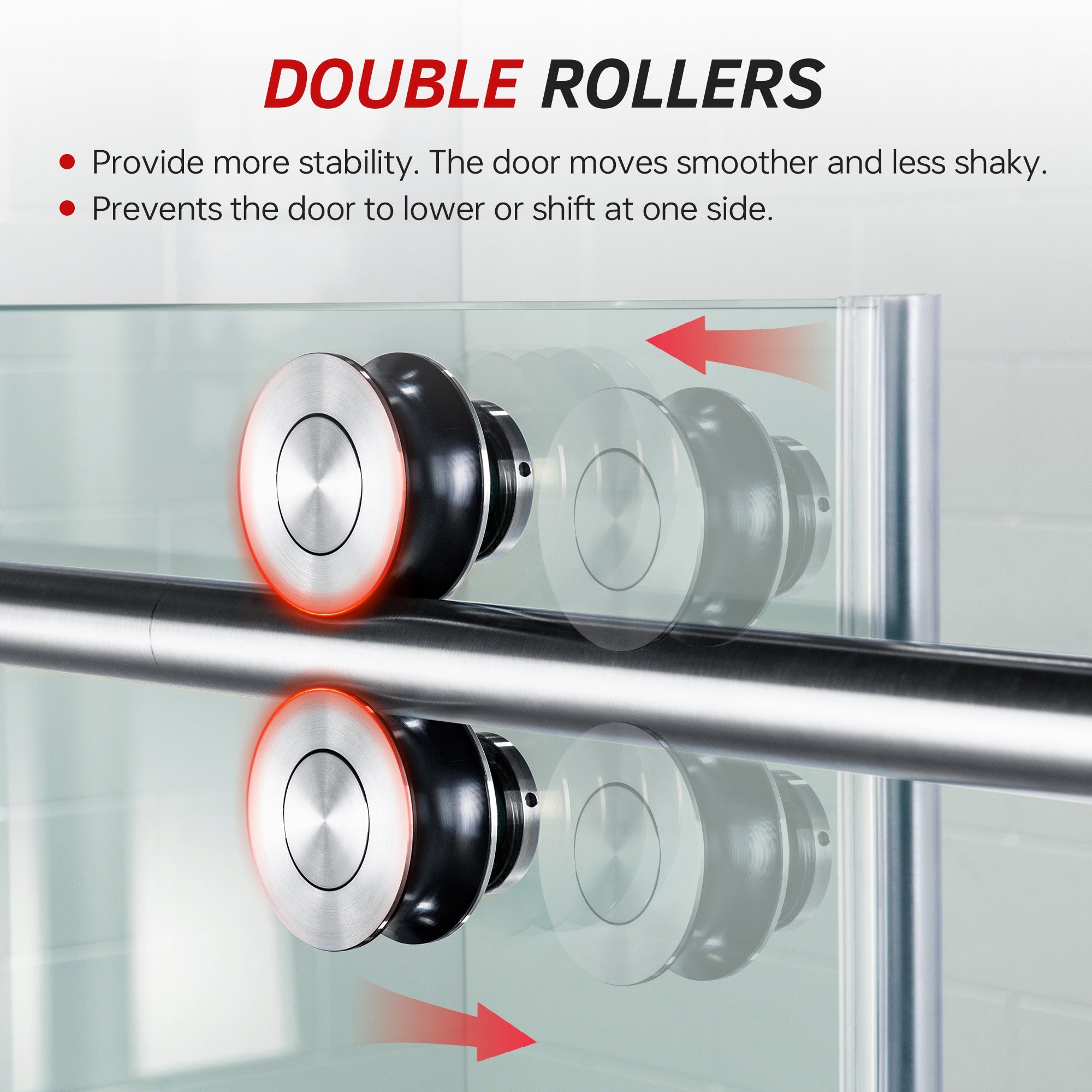 WOODBRIDGE Frameless Shower Doors 56-60" Width x 76"Height with 5/16"(8mm) Clear Tempered Glass Single Sliding with Side Seal Strips, DDM-6076