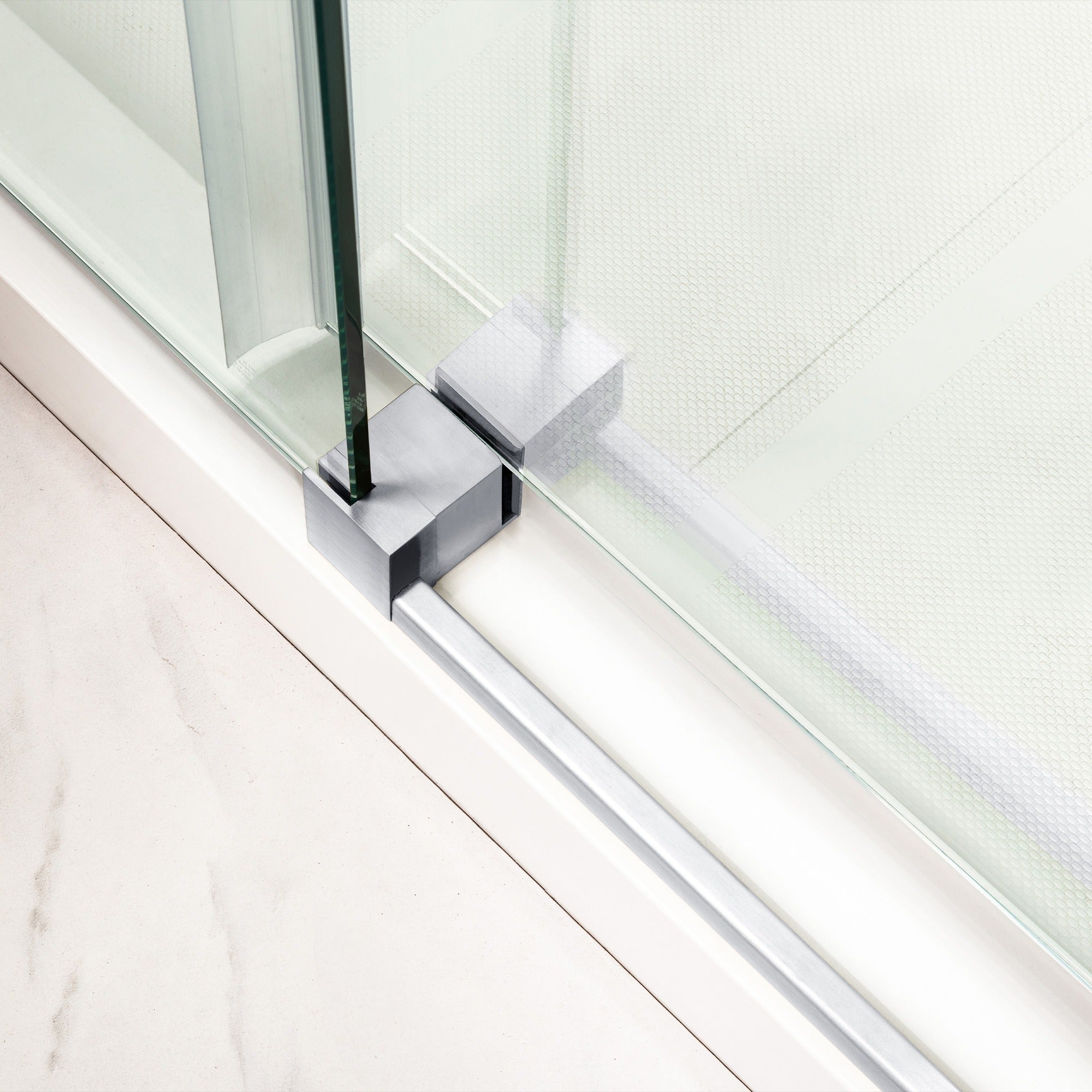 WOODBRIDGE Frameless Shower Doors 56-60" Width x 76"Height with 5/16"(8mm) Clear Tempered Glass Single Sliding with Side Seal Strips, DDM-6076
