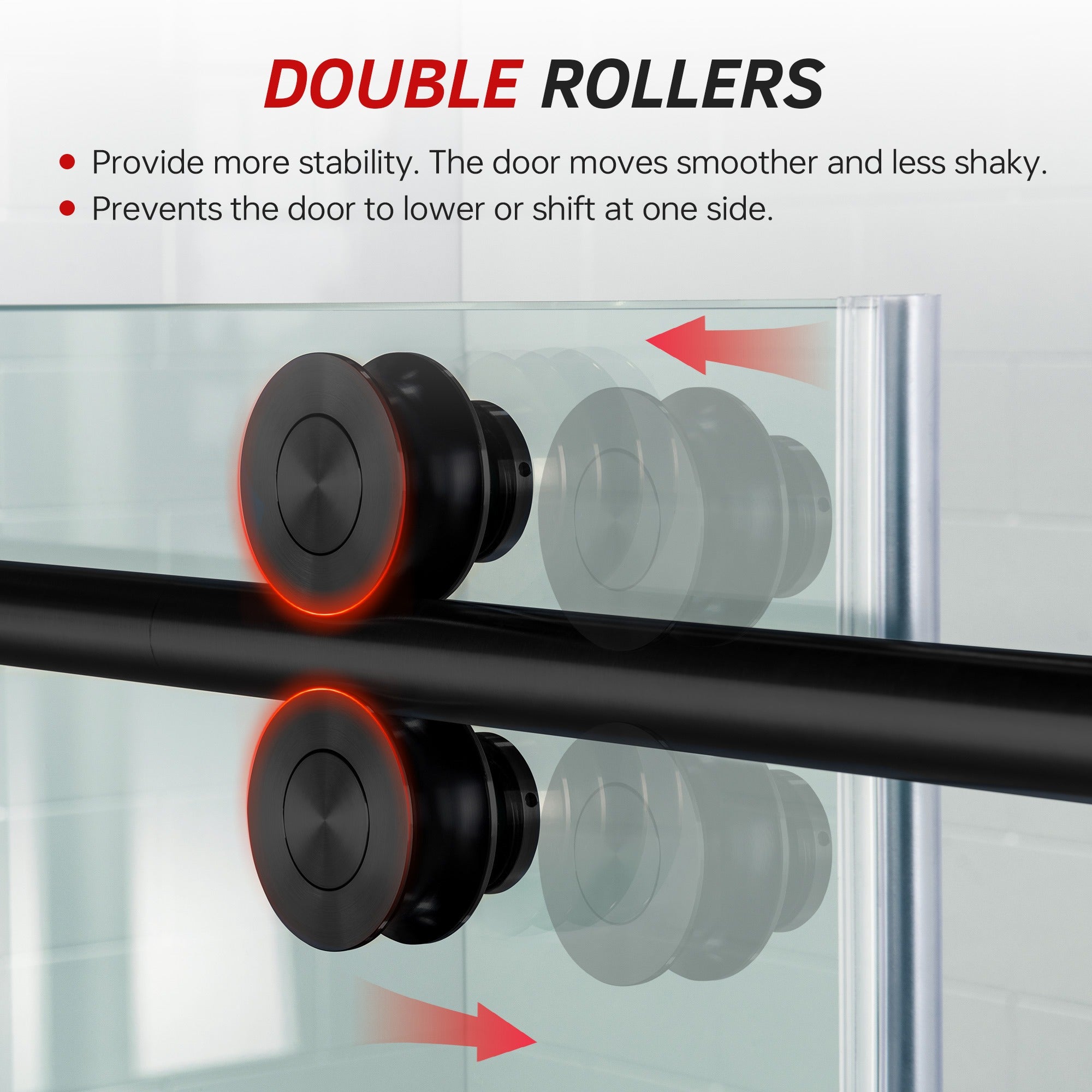 WOODBRIDGE Frameless Shower Doors 56-60" Width x 76"Height with 5/16"(8mm) Clear Tempered Glass Single Sliding with Side Seal Strips, DDM-6076