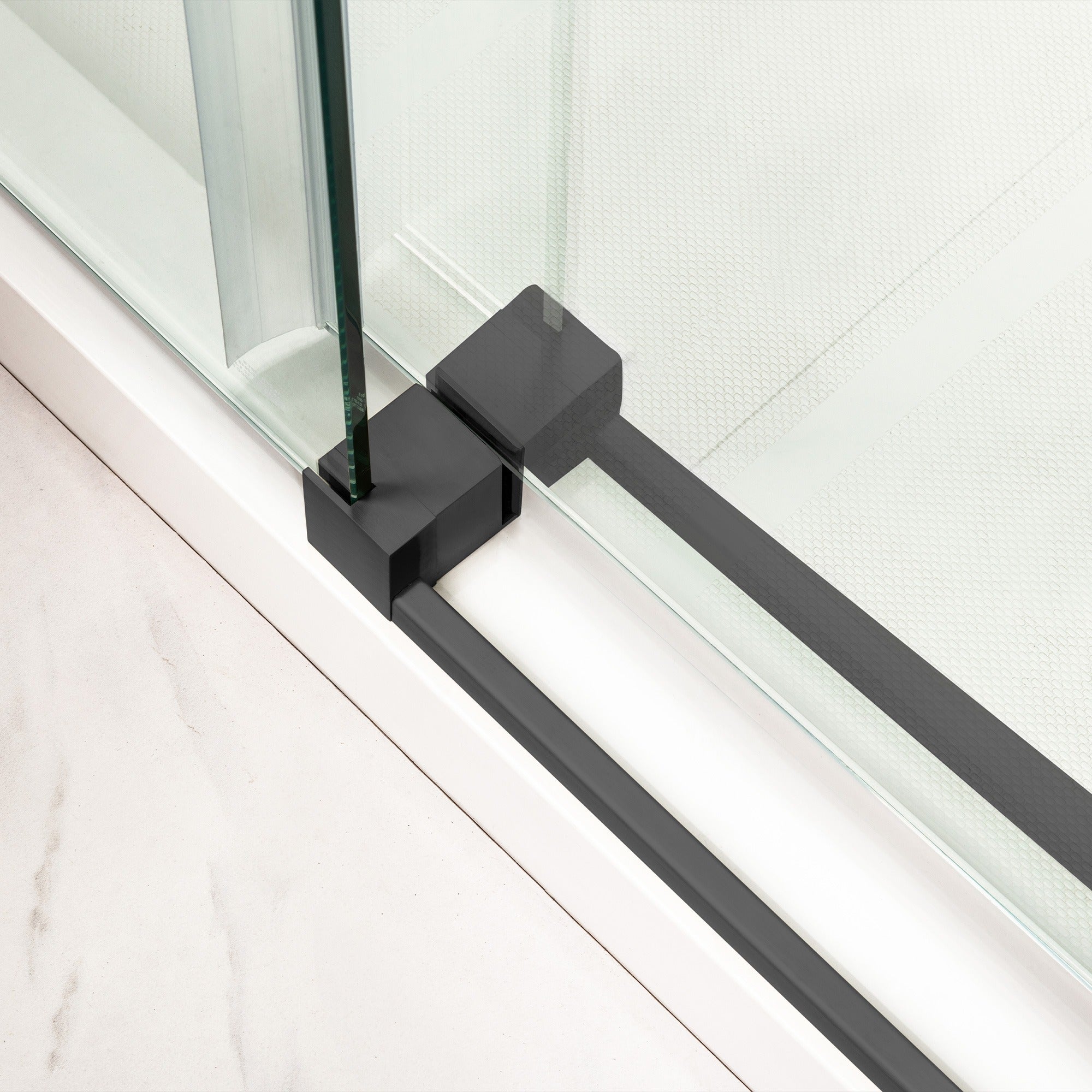 WOODBRIDGE Frameless Shower Doors 56-60" Width x 76"Height with 5/16"(8mm) Clear Tempered Glass Single Sliding with Side Seal Strips, DDM-6076