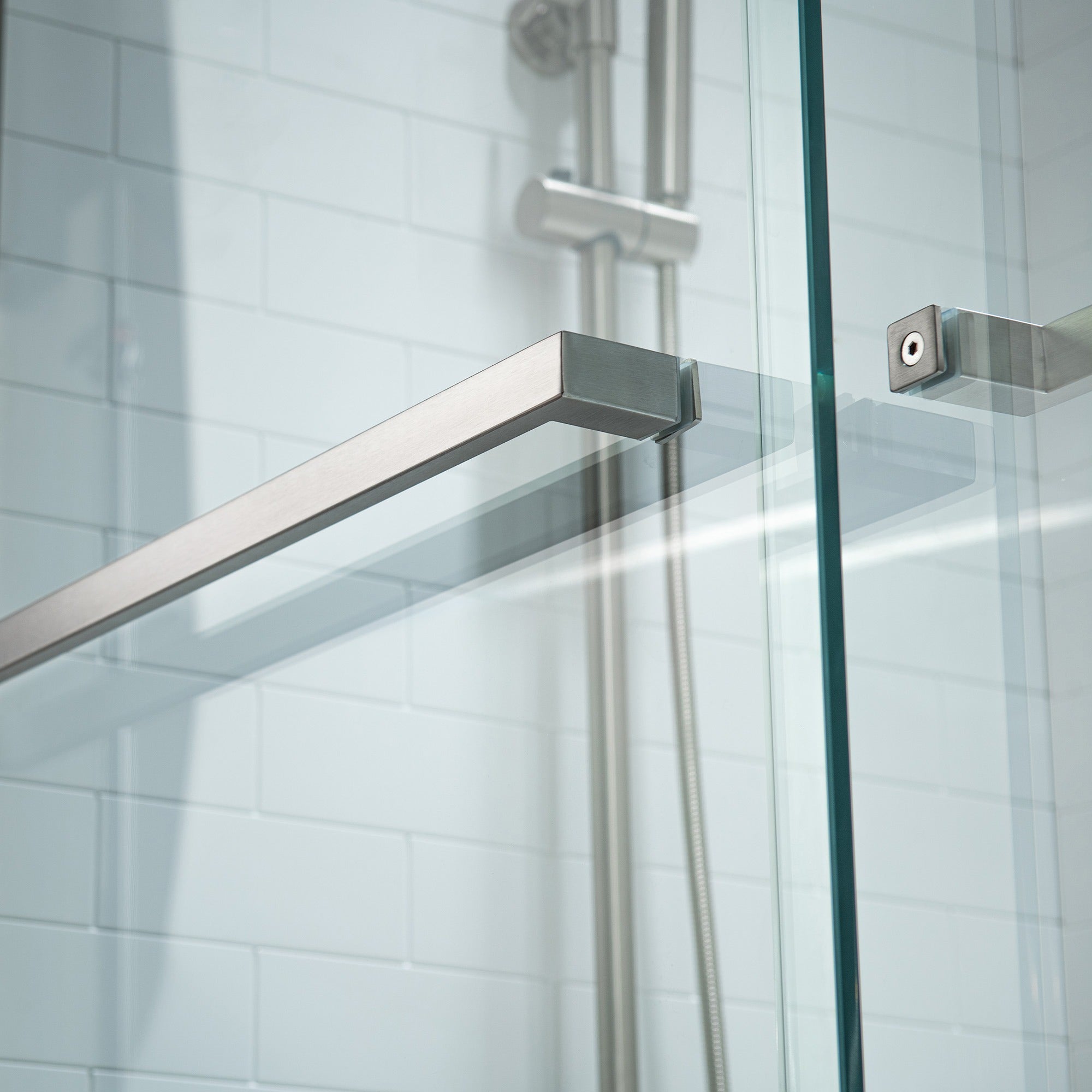 WOODBRIDGE Frameless Shower Doors 56-60" Width x 76" Height with 5/16"(8mm) Clear Tempered Glass Double Sliding with Side Seal Strips,DDS-6076