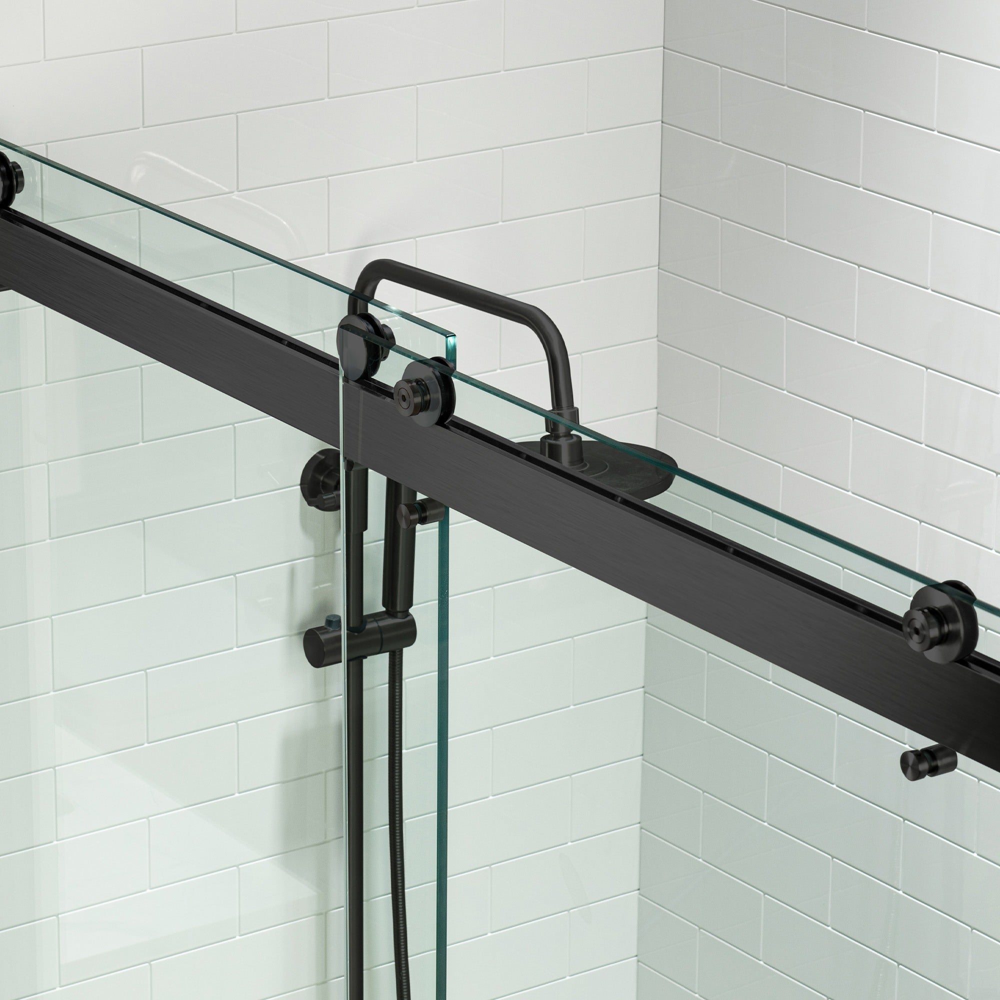 WOODBRIDGE Frameless Shower Doors 56-60" Width x 76" Height with 5/16"(8mm) Clear Tempered Glass Double Sliding with Side Seal Strips,DDS-6076