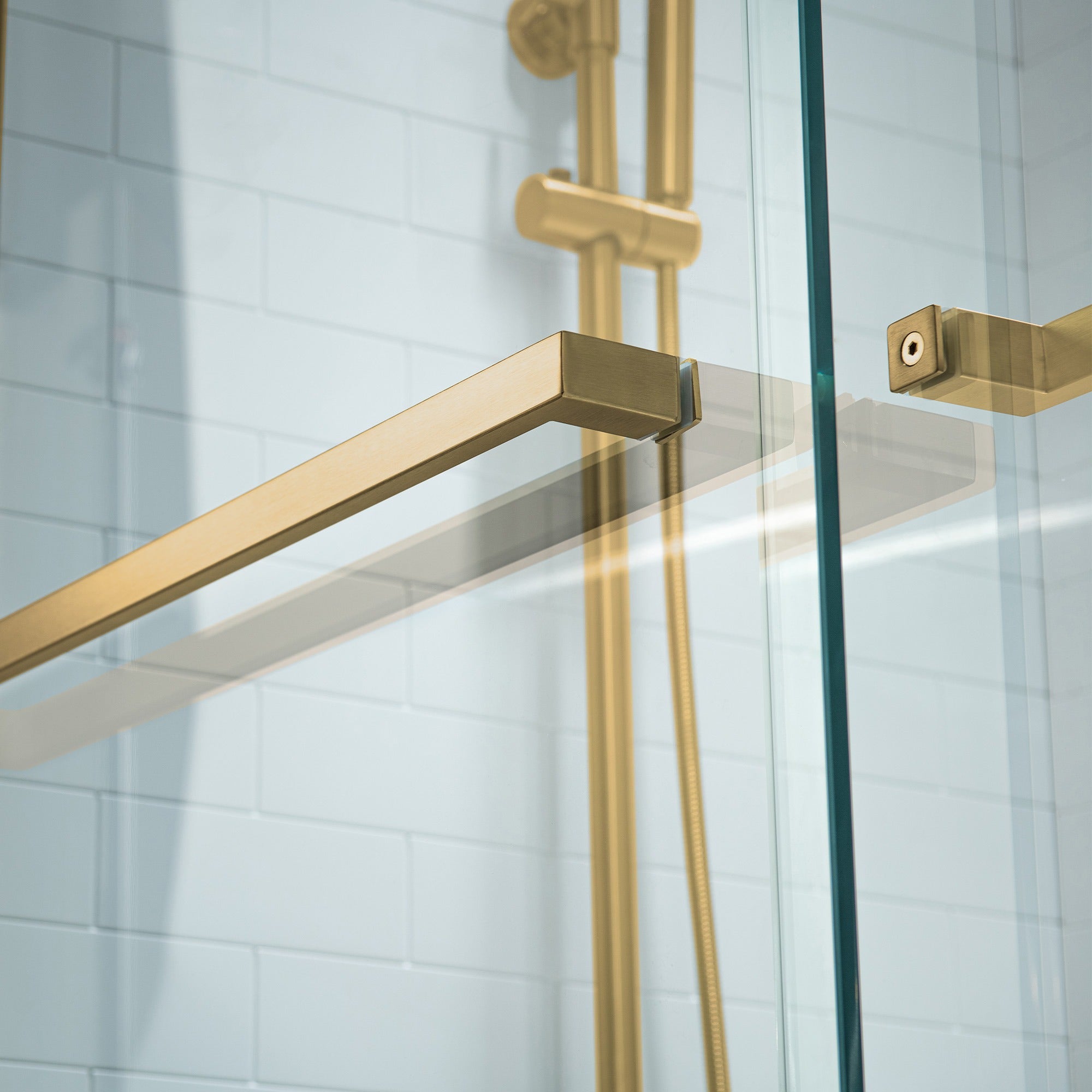 WOODBRIDGE Frameless Shower Doors 56-60" Width x 76" Height with 5/16"(8mm) Clear Tempered Glass Double Sliding with Side Seal Strips,DDS-6076
