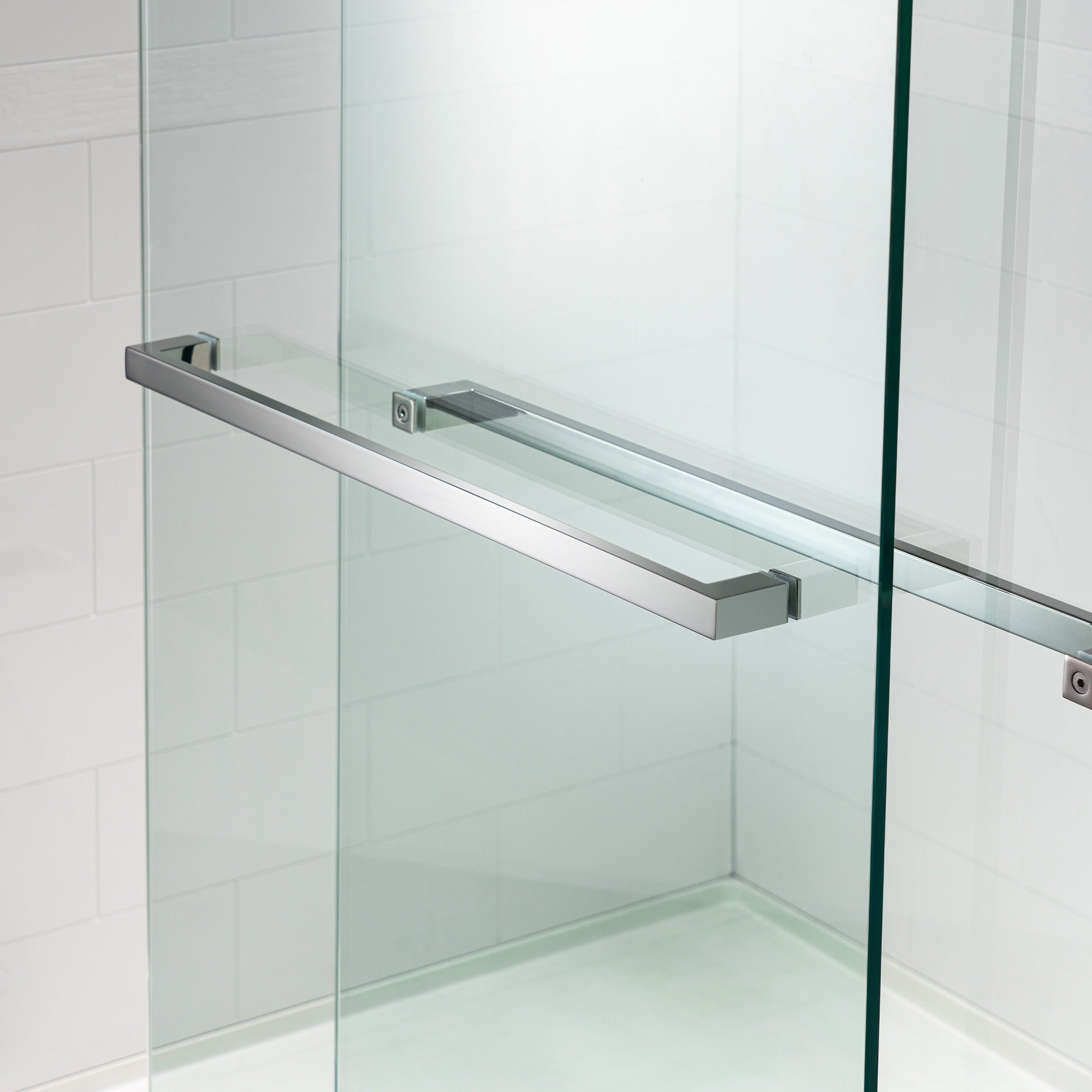 WOODBRIDGE Frameless Bathtub Shower Doors 56-60" Width x 66" Height with 5/16"(8mm) Clear Tempered Glass Double Sliding with Side Seal Strips, DDS-6066