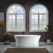WOODBRIDGE 59" Freestanding Double Ended Acrylic Soaking Bathtub with Drain & Overflow – B1536