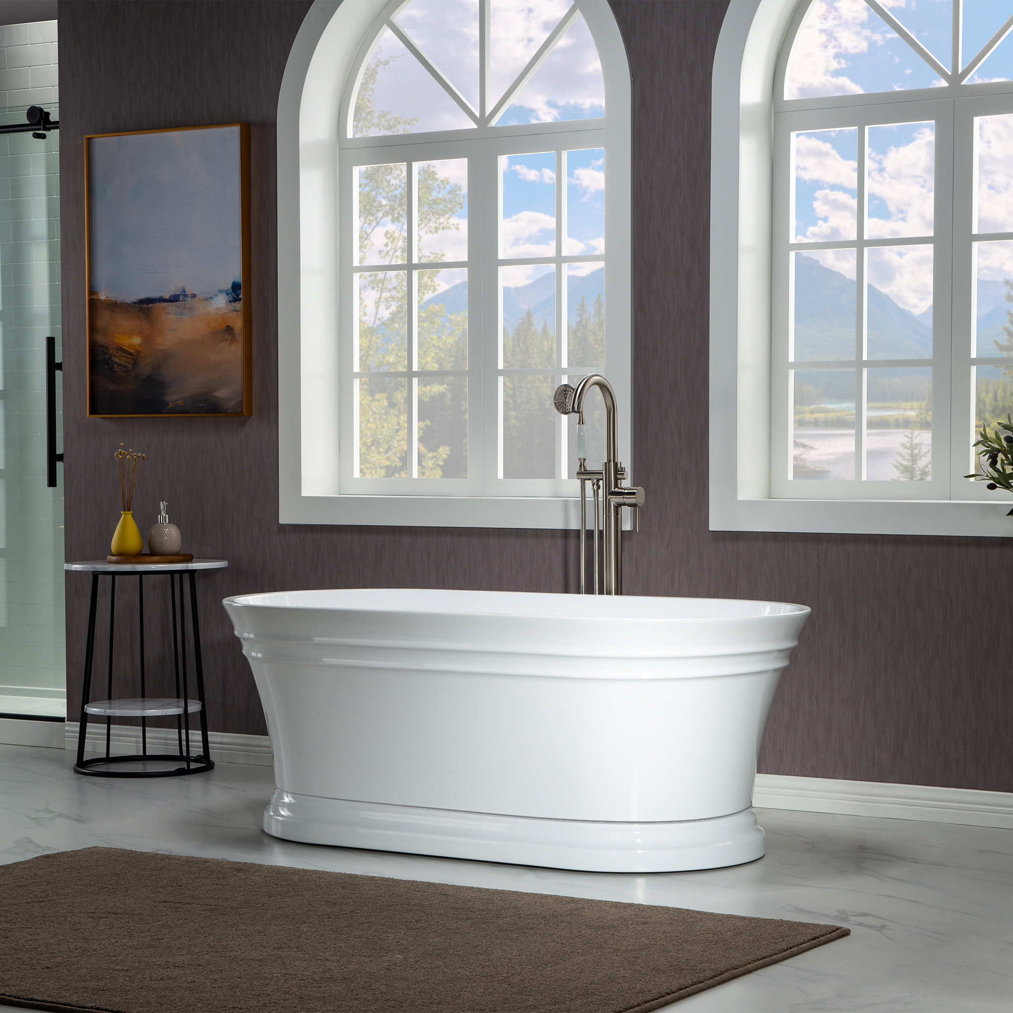 WOODBRIDGE 59" Freestanding Double Ended Acrylic Soaking Bathtub with Drain & Overflow – B1536