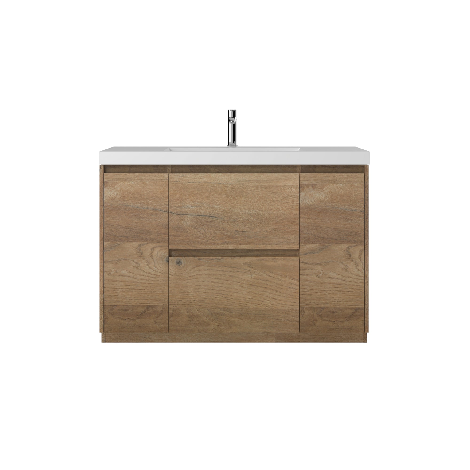WOODBRIDGE 47-1/4 in. W x 19-5/8 in. D Freestanding Vanity in Mature Oak with Resin Composite Vanity Top in Glossy White