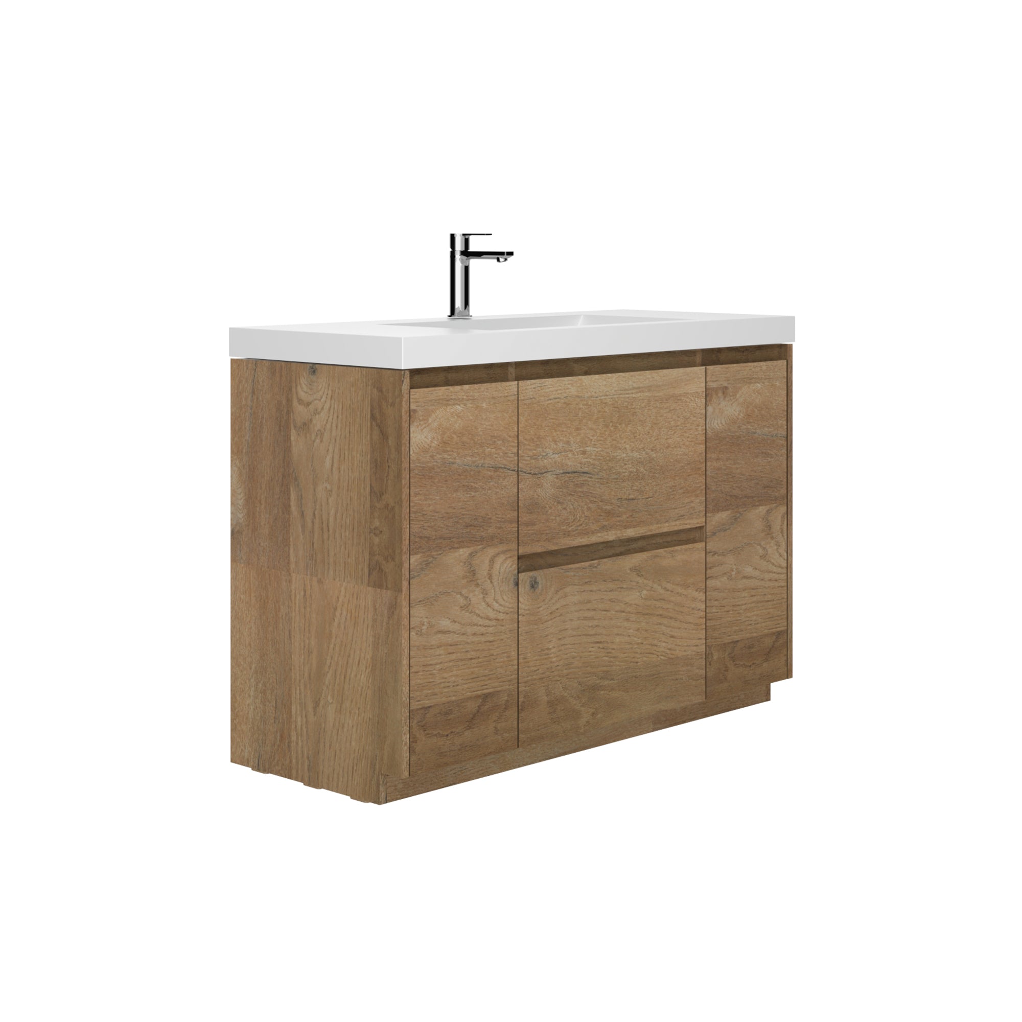 WOODBRIDGE 47-1/4 in. W x 19-5/8 in. D Freestanding Vanity in Mature Oak with Resin Composite Vanity Top in Glossy White