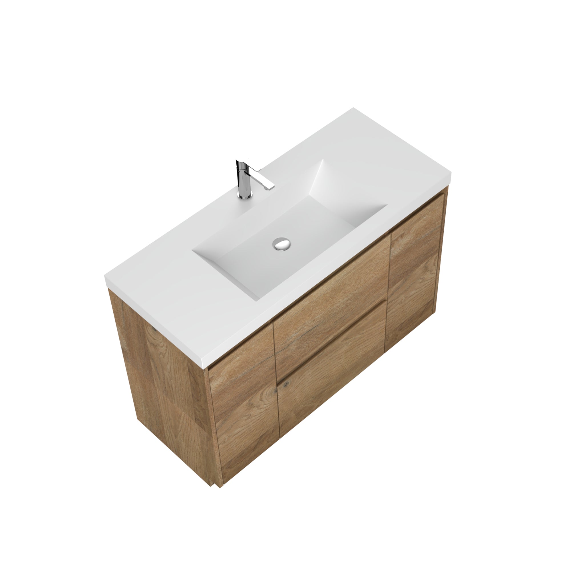 WOODBRIDGE 47-1/4 in. W x 19-5/8 in. D Freestanding Vanity in Mature Oak with Resin Composite Vanity Top in Glossy White