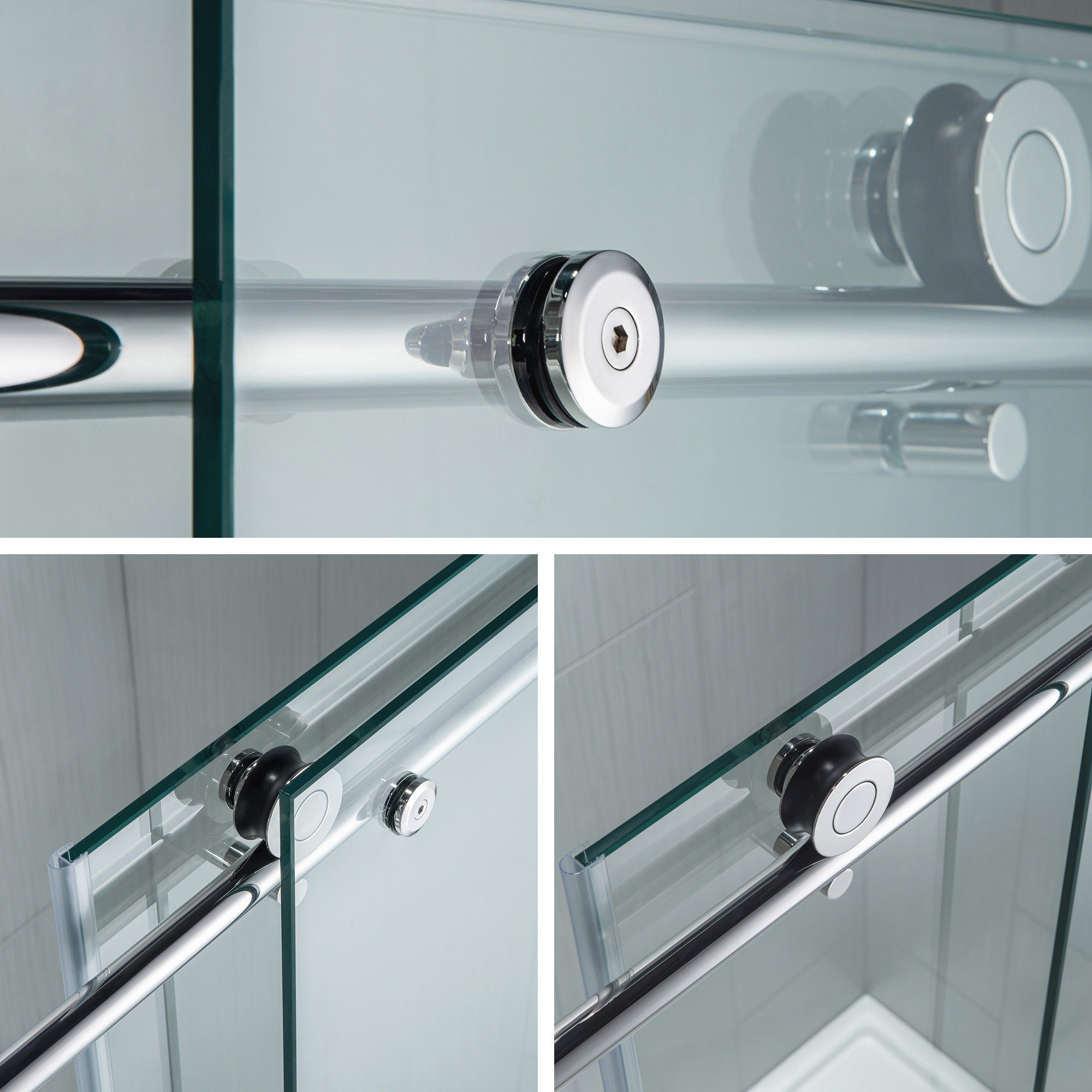 WOODBRIDGE Frameless Shower Doors 68-72" Width x 76"Height with 3/8"(10mm) Clear Tempered Glass, MBSDC7276