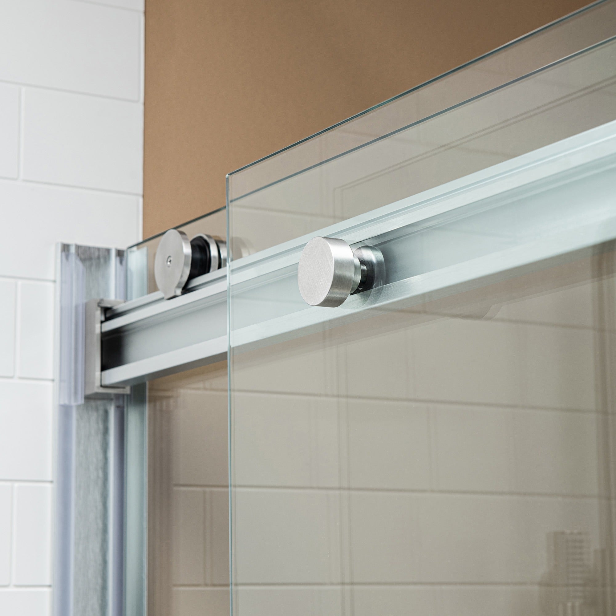 WOODBRIDGE Frameless Shower Doors 56-60" Width x 76"Height with 5/16"(8mm) Clear Tempered Glass, 2 Ways Opening & Double Sliding,ASD6076