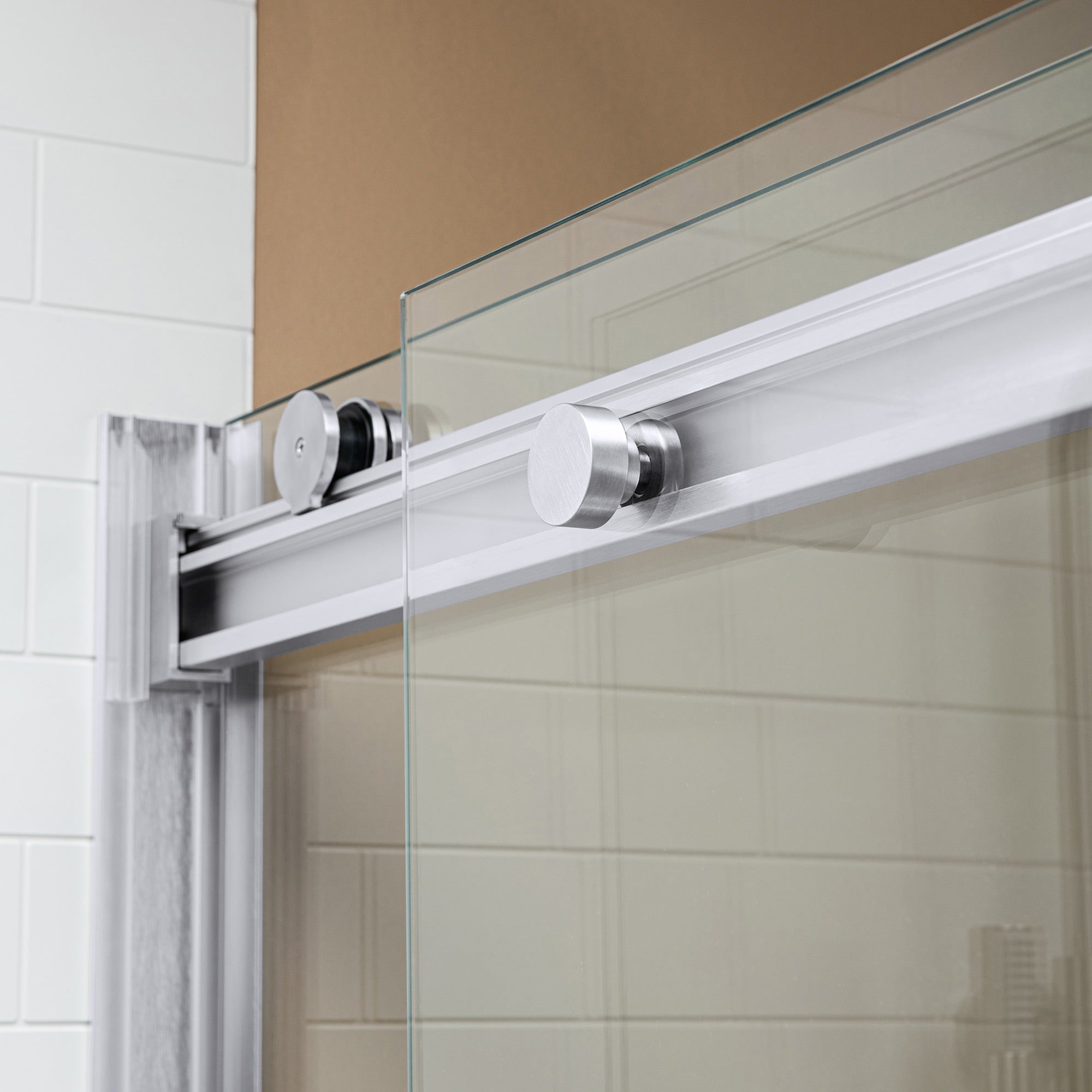 WOODBRIDGE Frameless Bathtub Shower Doors 44-48" Width x76"Height with 5/16"(8mm) Clear Tempered Glass, 2 Ways Opening & Double Sliding, ASD4876
