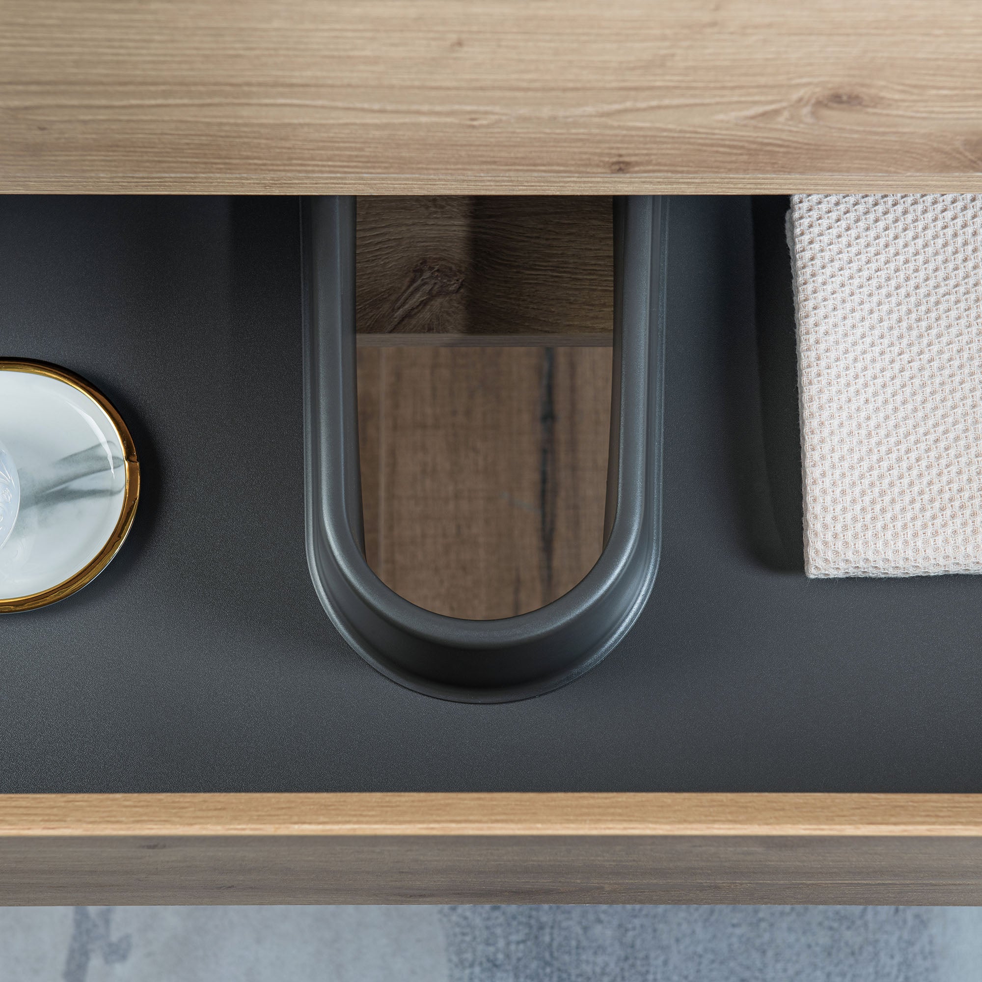 WOODBRIDGE 23-5/8 in. W x 19-5/8 in. D Wall Mounted Floating Vanity in Natural Oak with Resin Composite Vanity Top in Glossy White