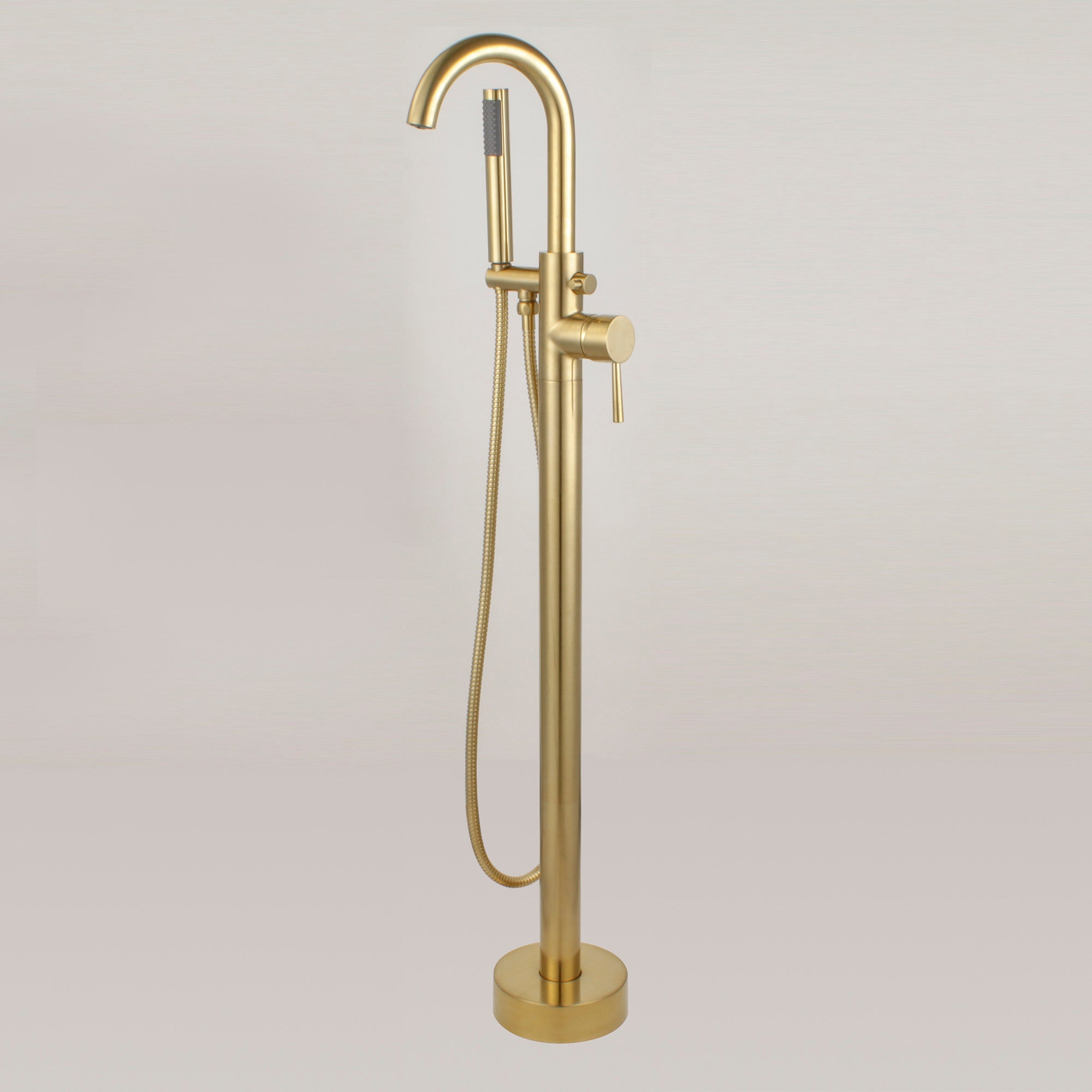 WOODBRIDGE F0001BNRD Contemporary Single Handle Floor Mount Freestanding Tub Filler Faucet with Hand shower