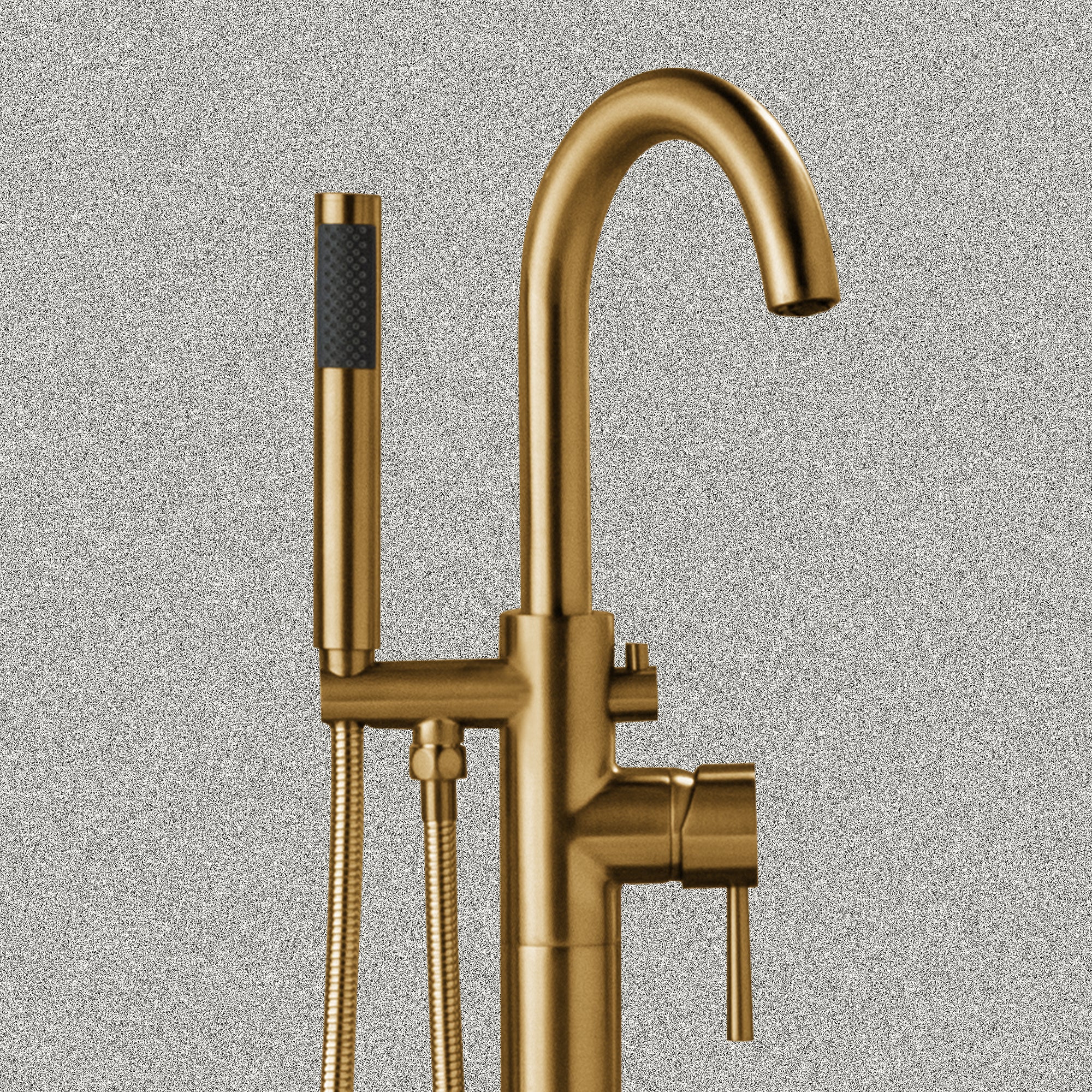 WOODBRIDGE Contemporary Single Handle Floor Mount Freestanding Tub Filler Faucet with Cylinder Shape Hand shower