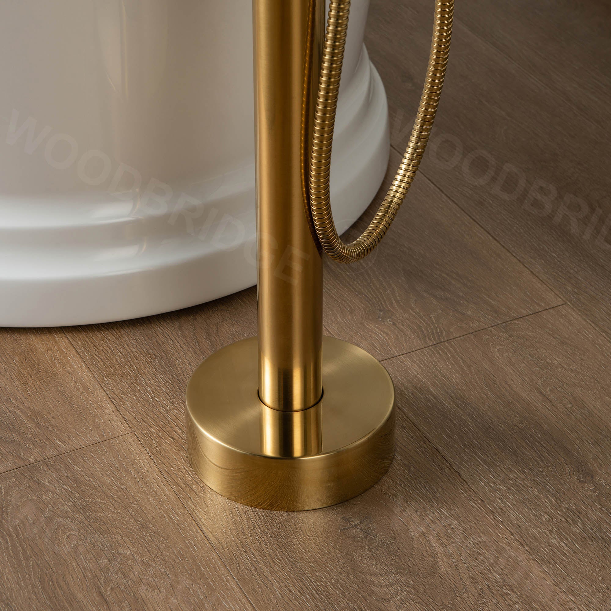 WOODBRIDGE Contemporary Single Handle Floor Mount Freestanding Tub Filler Faucet with Cylinder Shape Hand shower